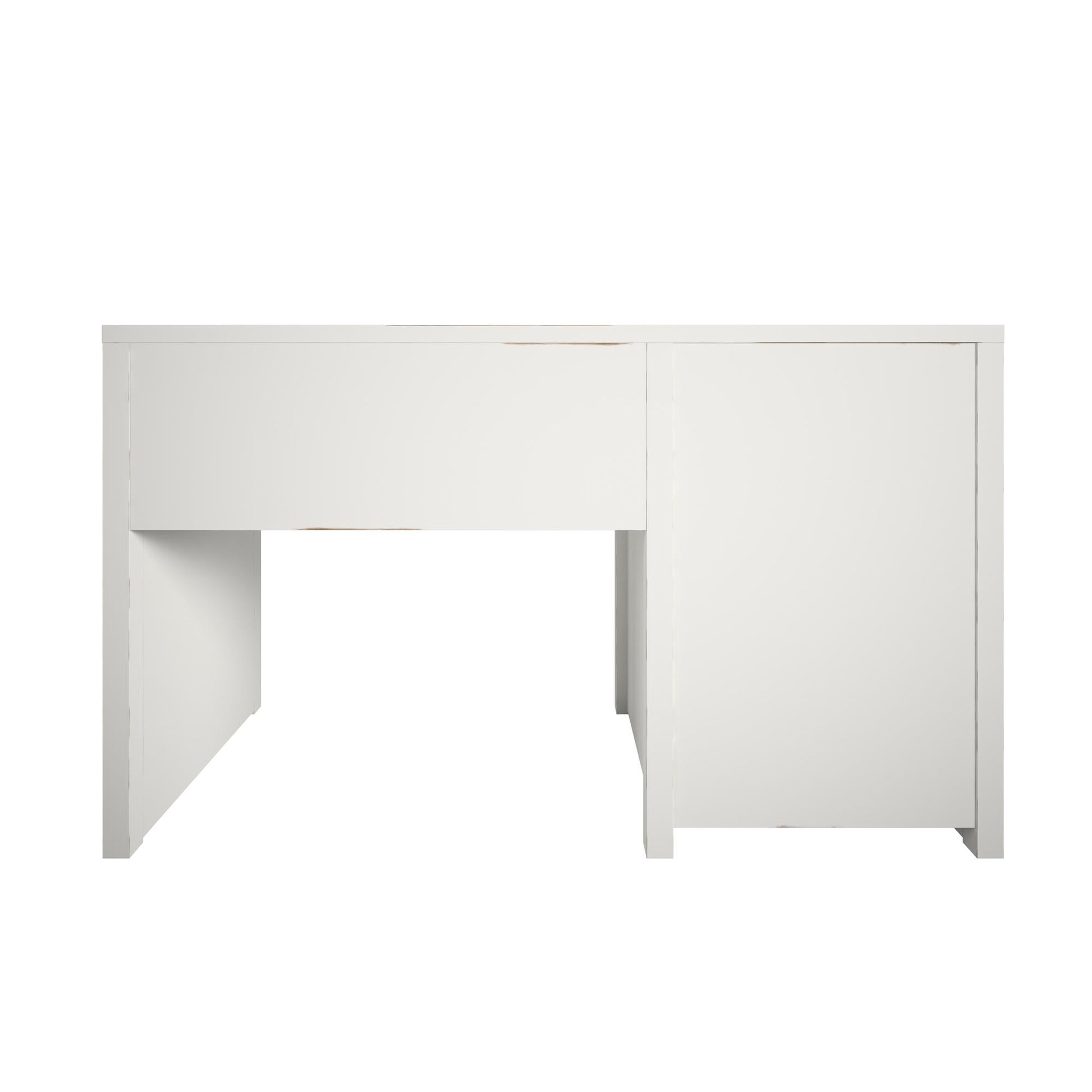 Monarch Hill Haven Single Pedestal Desk with Gold Drawer Pulls - White