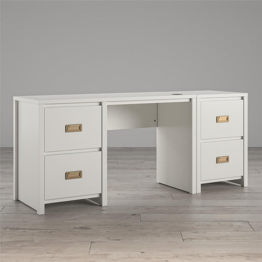 Monarch Hill Haven Single Pedestal Desk and Nightstand Set - White