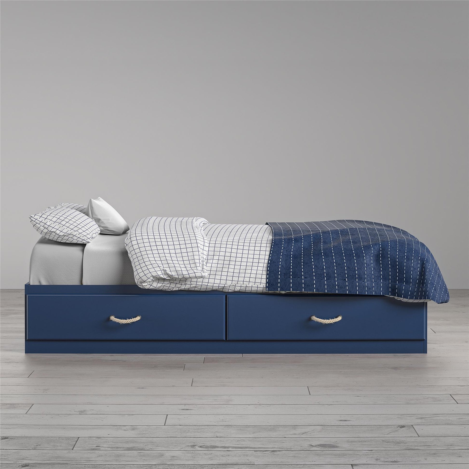 Sierra Ridge Mesa Bed with 2 Large Storage Drawers and Rope Pulls - Blue - Twin