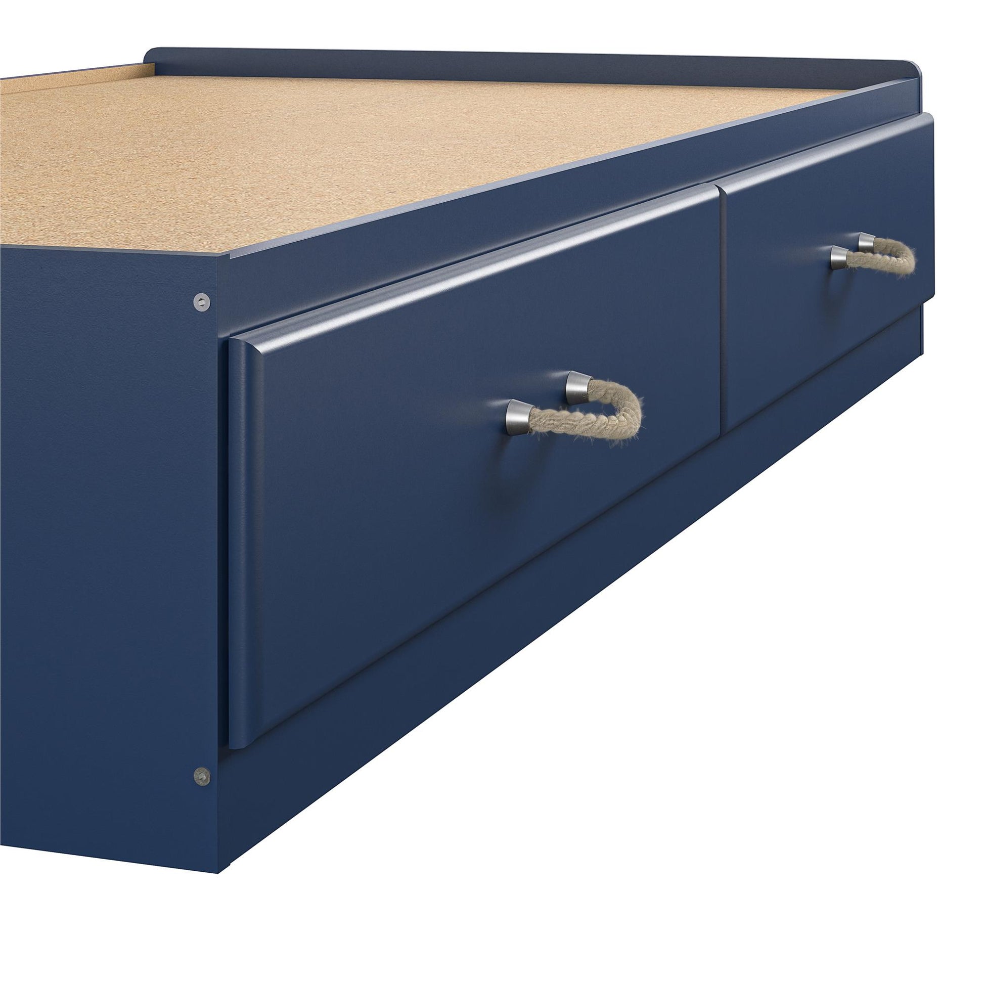 Sierra Ridge Mesa Bed with 2 Large Storage Drawers and Rope Pulls - Blue - Twin