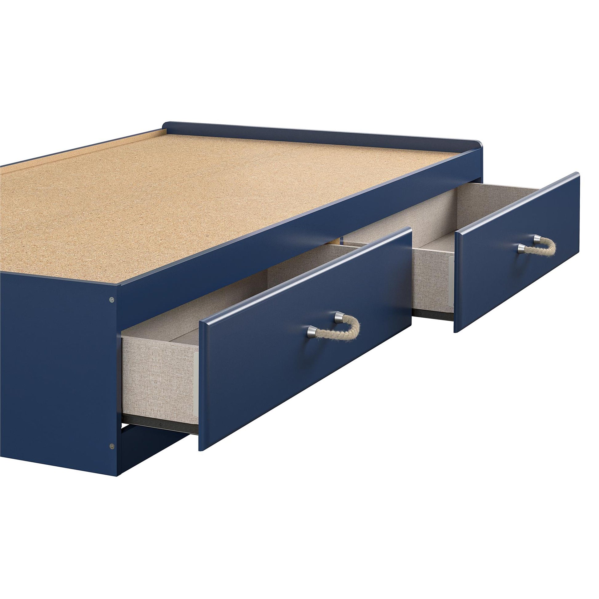 Sierra Ridge Mesa Bed with 2 Large Storage Drawers and Rope Pulls - Blue - Twin