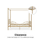 Canopy Metal Bed Frame with Intricate Design Headboard and Secured Slats - Gold - Twin