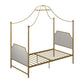 Monarch Hill Clementine Canopy Bed with Linen Headboard and Footboard - Gold - Twin