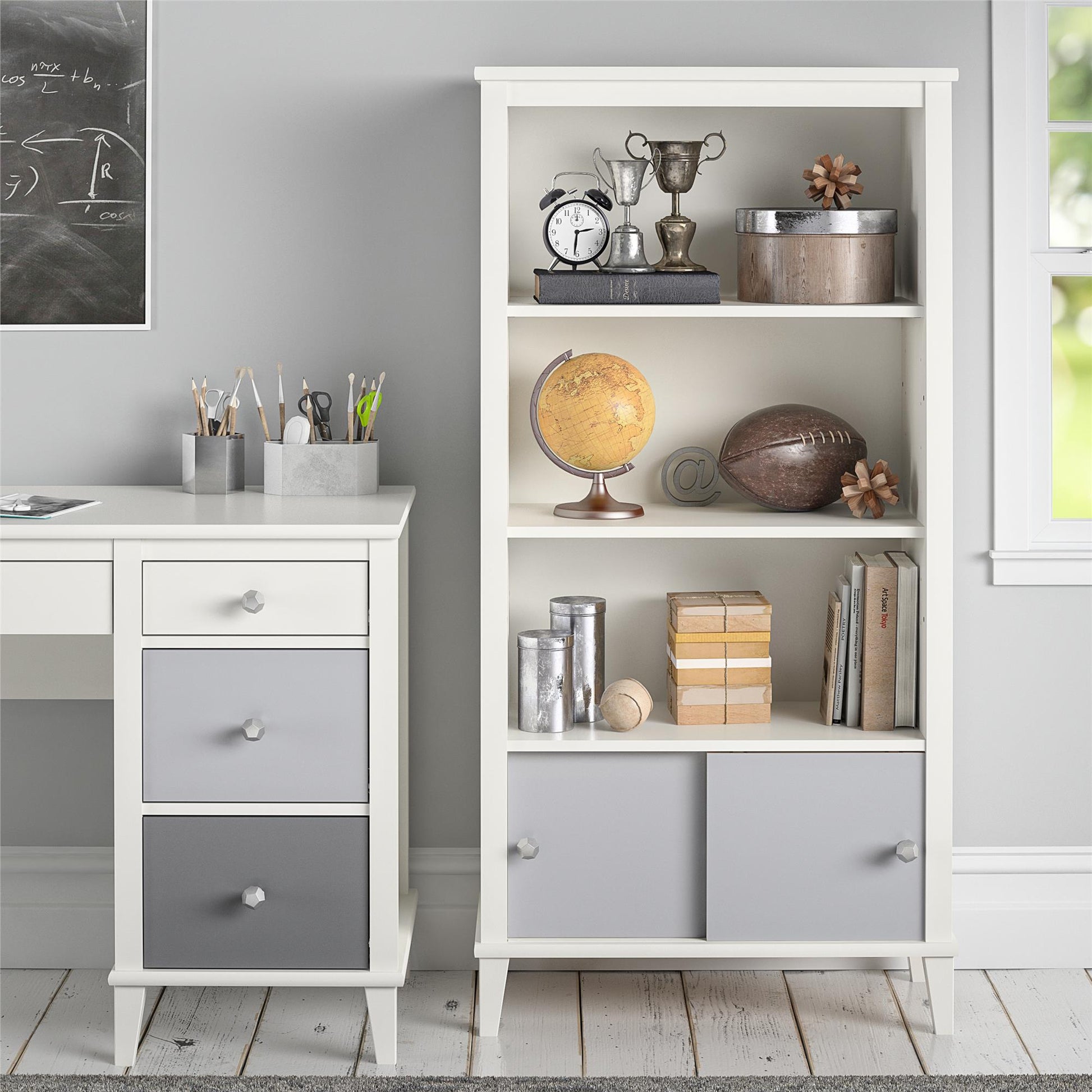 Monarch Hill Poppy Kids’ Bookcase with 2 Sets of Knobs - Gray