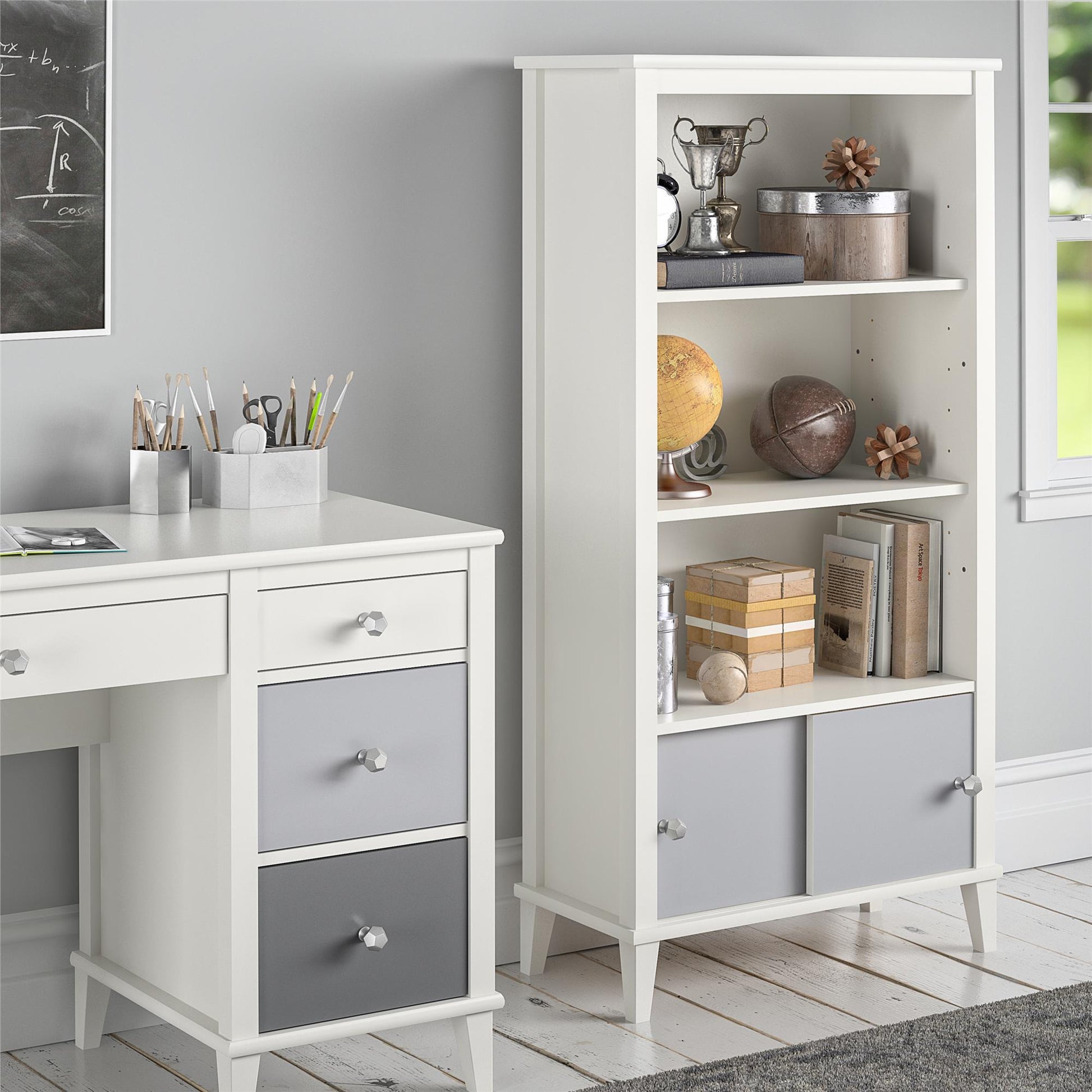Monarch Hill Poppy Kids’ Bookcase with 2 Sets of Knobs - Gray