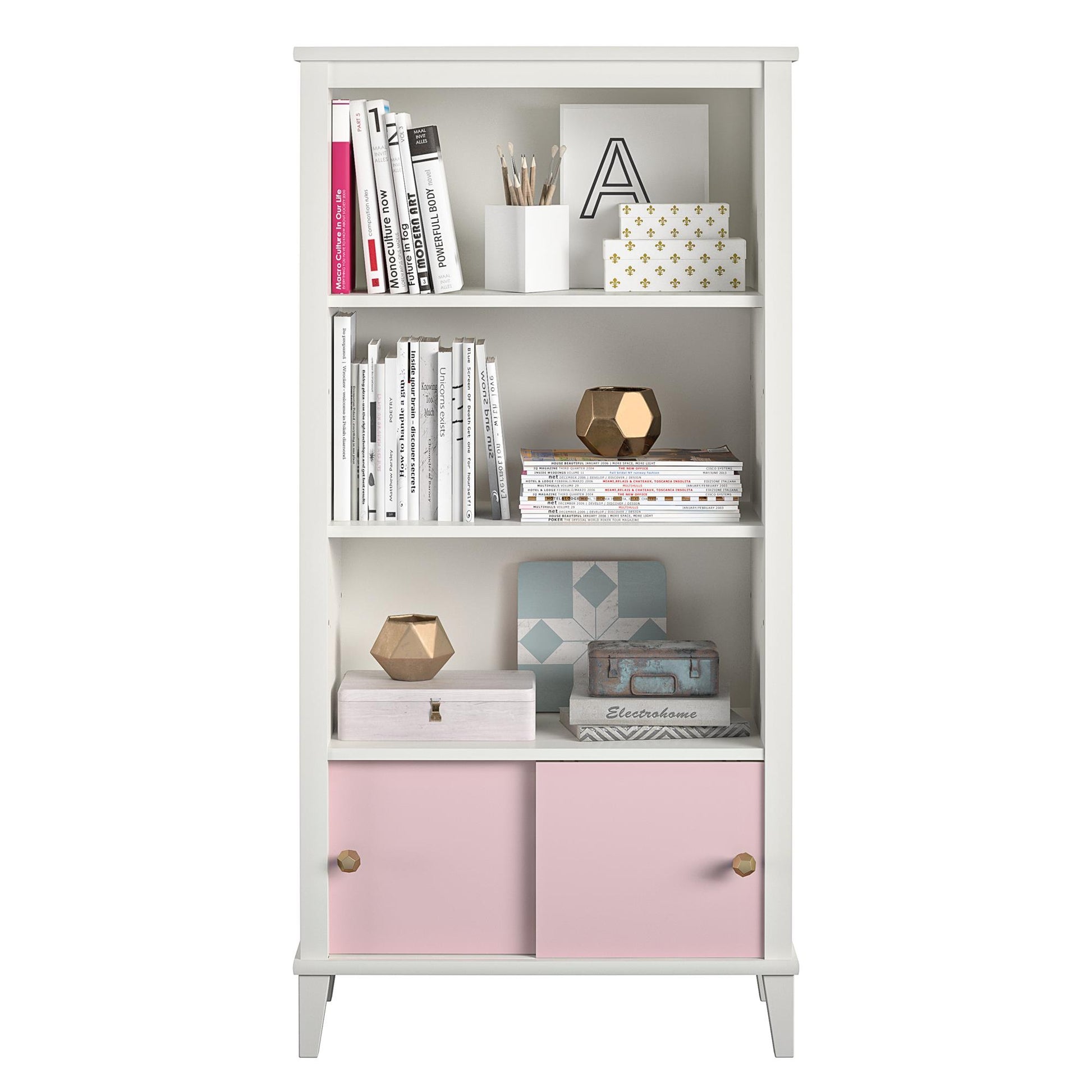 Monarch Hill Poppy Kids’ Bookcase with 2 Sets of Knobs - Pink