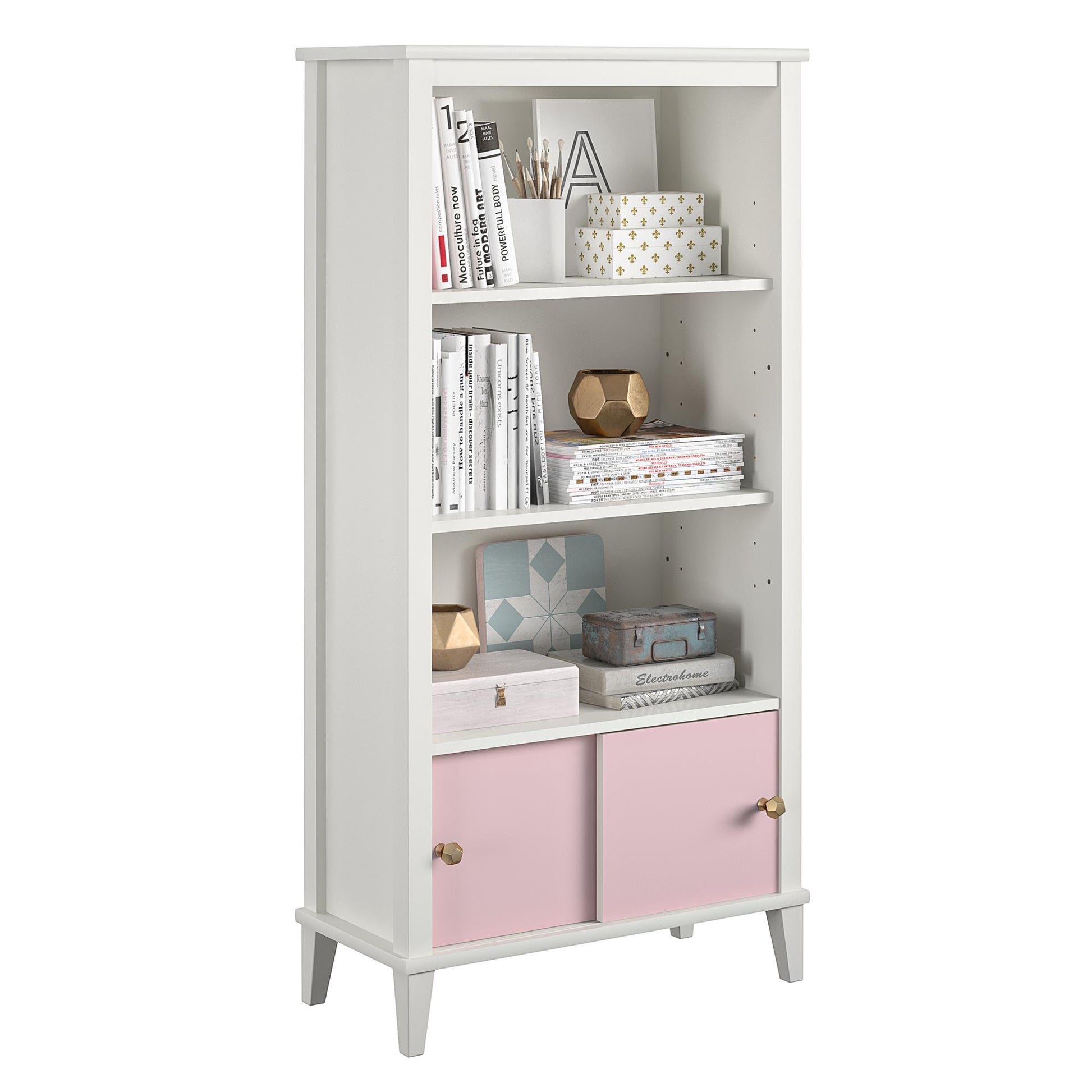 Monarch Hill Poppy Kids’ Bookcase with 2 Sets of Knobs - Pink