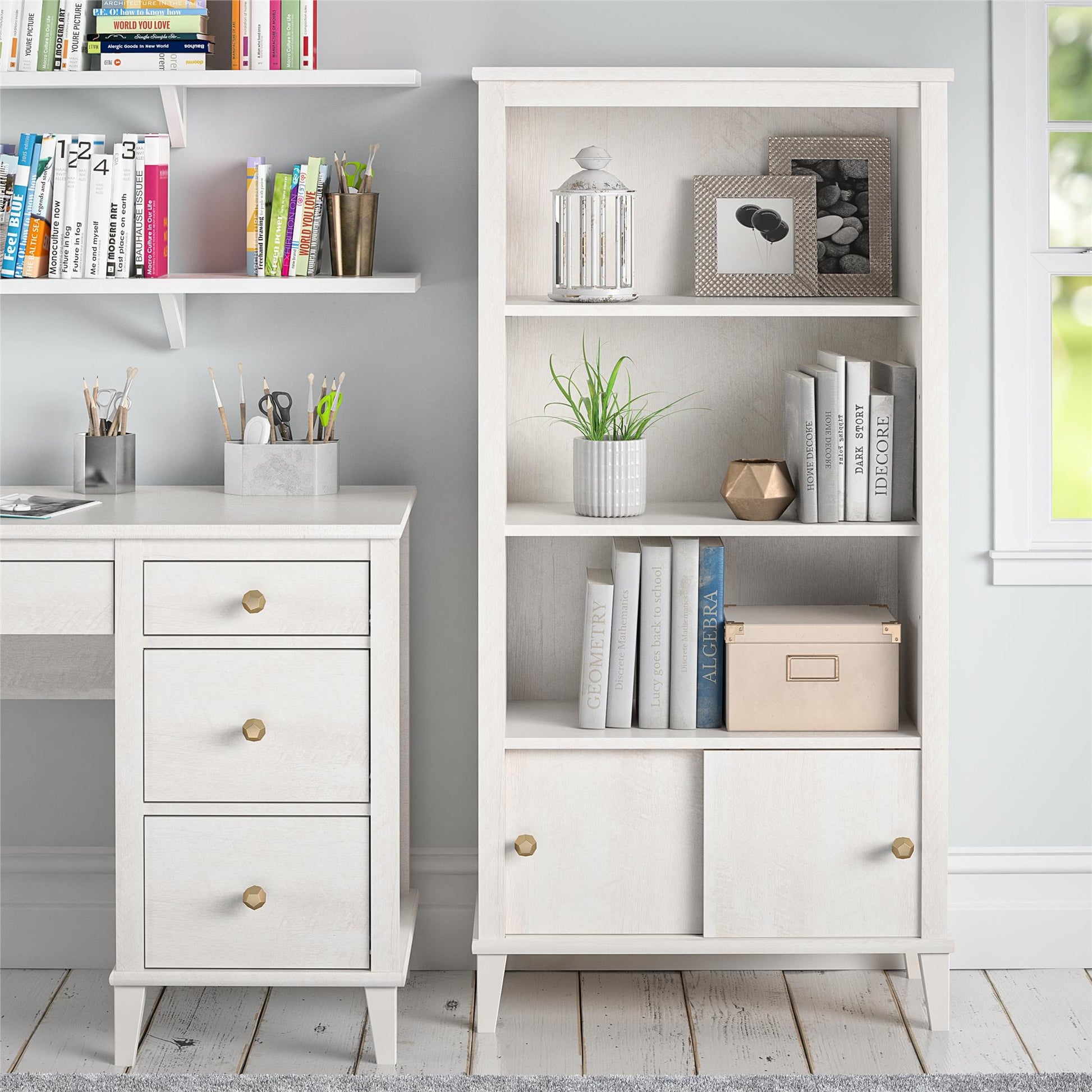 Monarch Hill Poppy Kids’ Bookcase with 2 Sets of Knobs - Ivory Oak