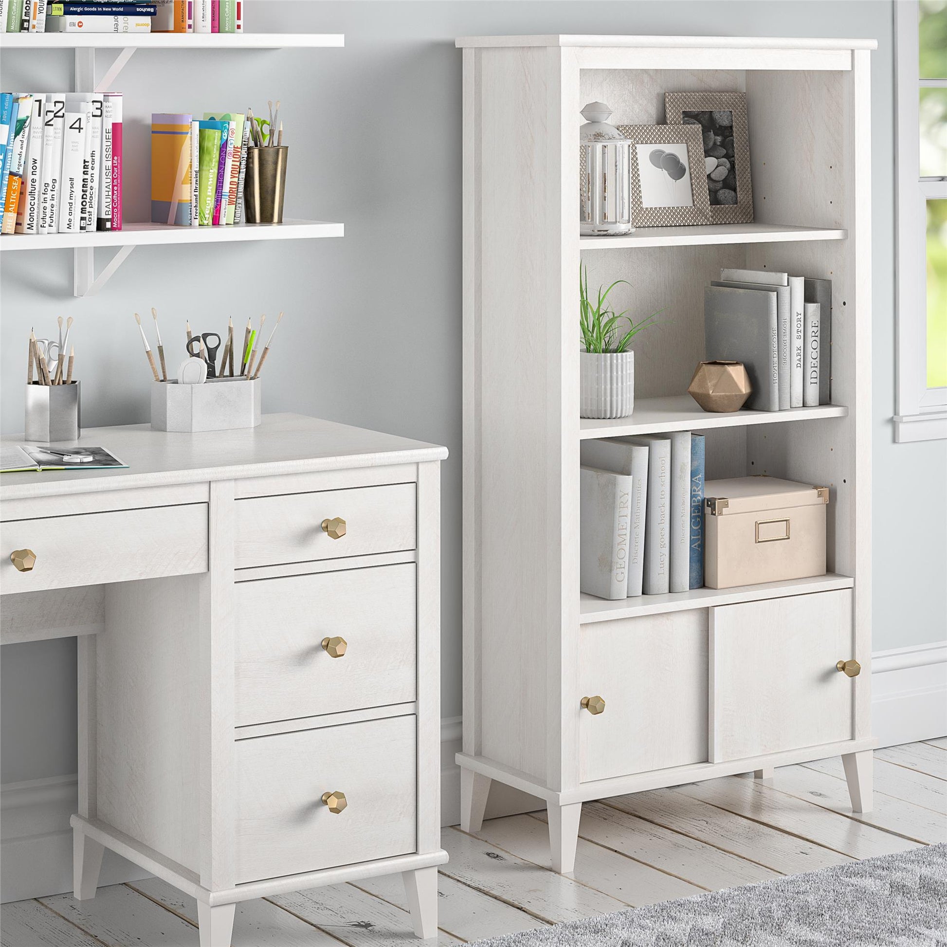 Monarch Hill Poppy Kids’ Bookcase with 2 Sets of Knobs - Ivory Oak