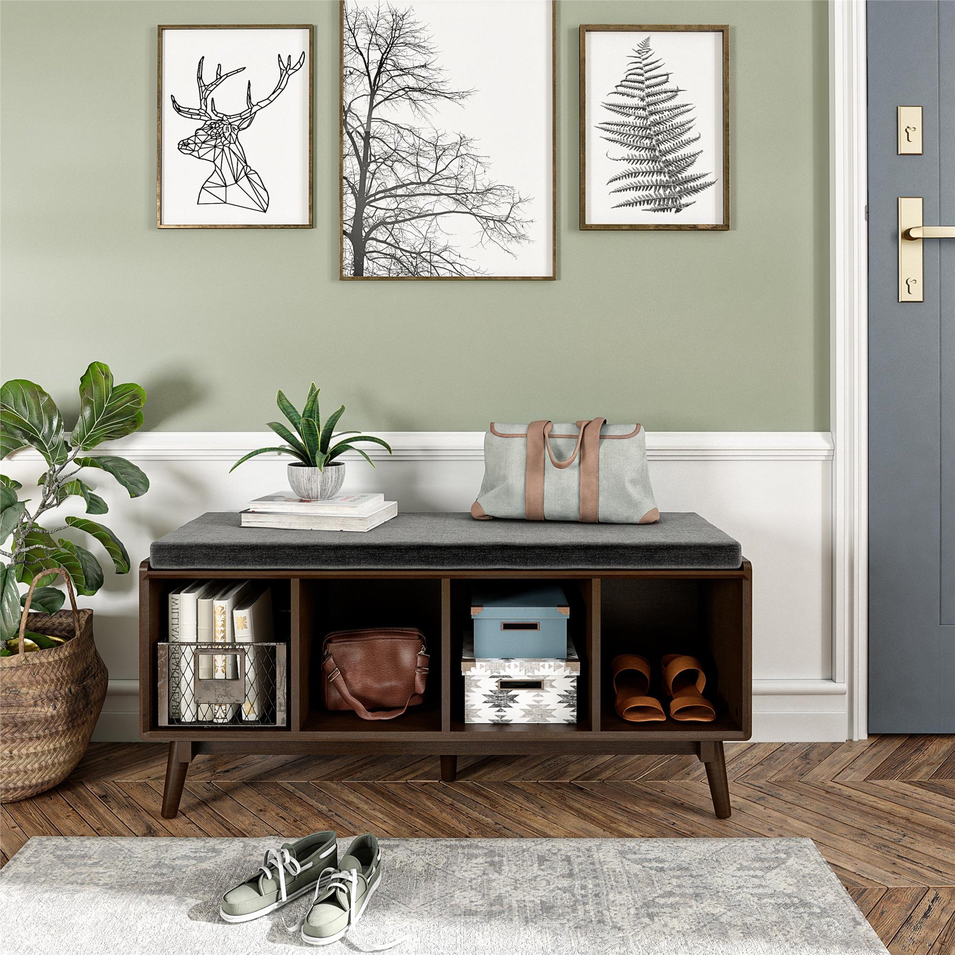 Brittany Entryway Bench, Walnut - Florence Walnut
