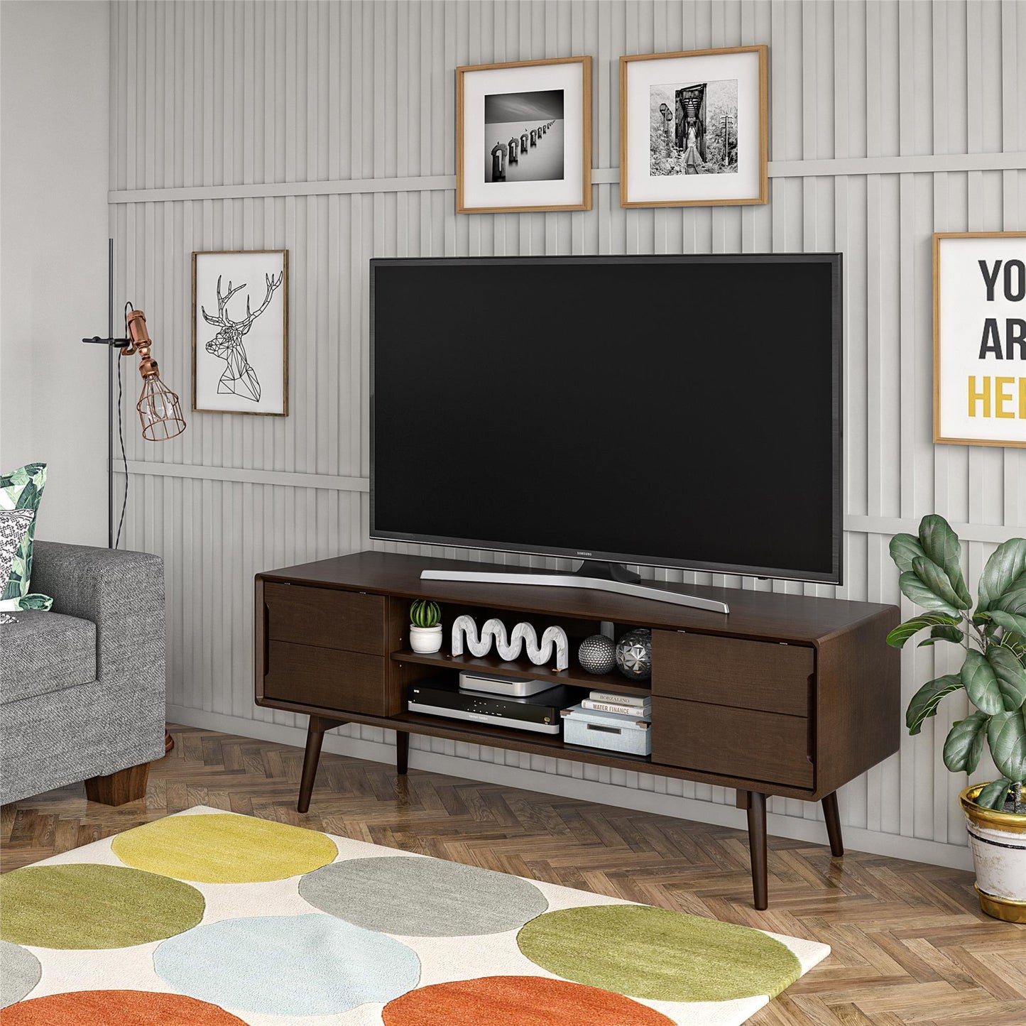 Brittany TV Stand for TVs up to 55", Walnut - Florence Walnut