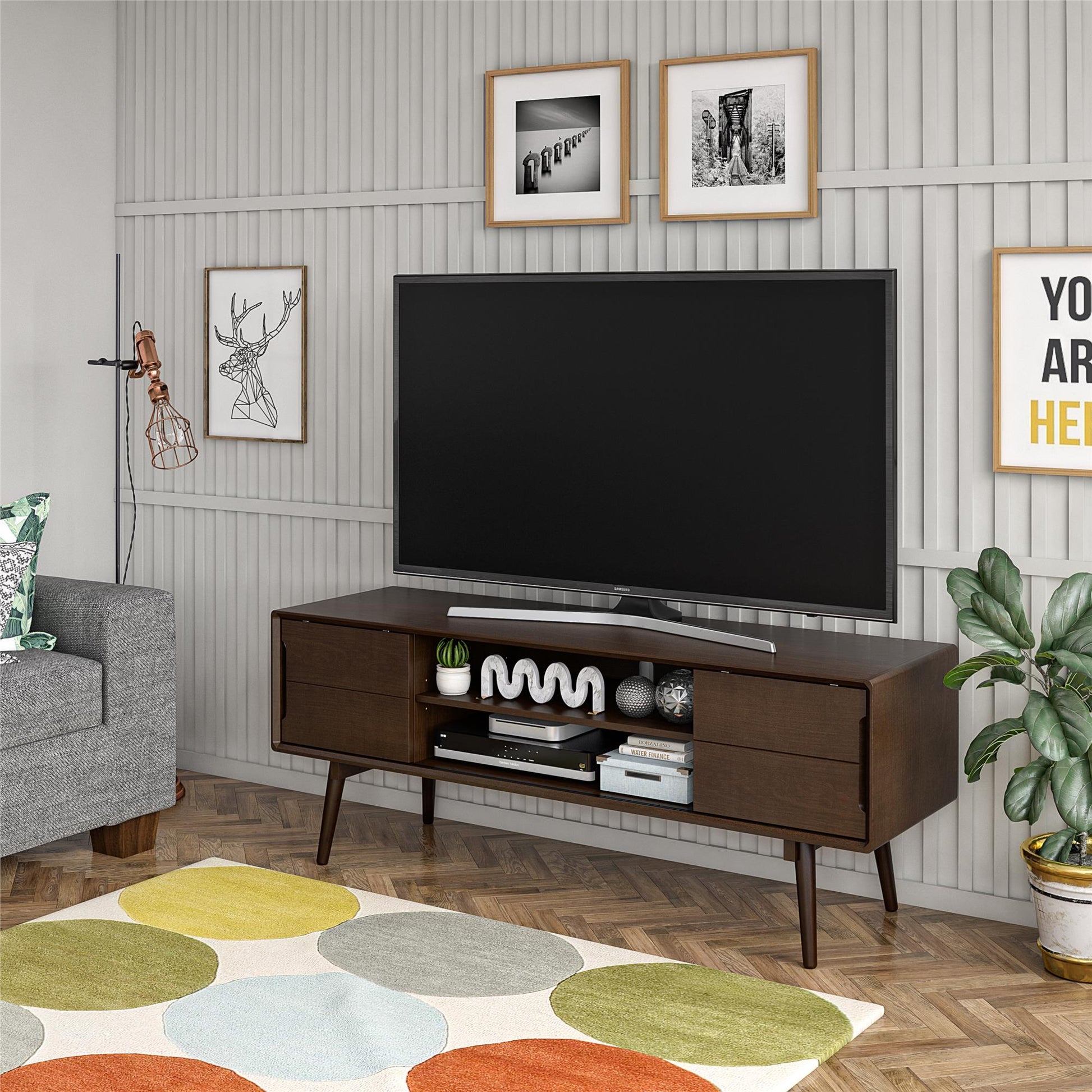Brittany TV Stand for TVs up to 55", Walnut - Florence Walnut