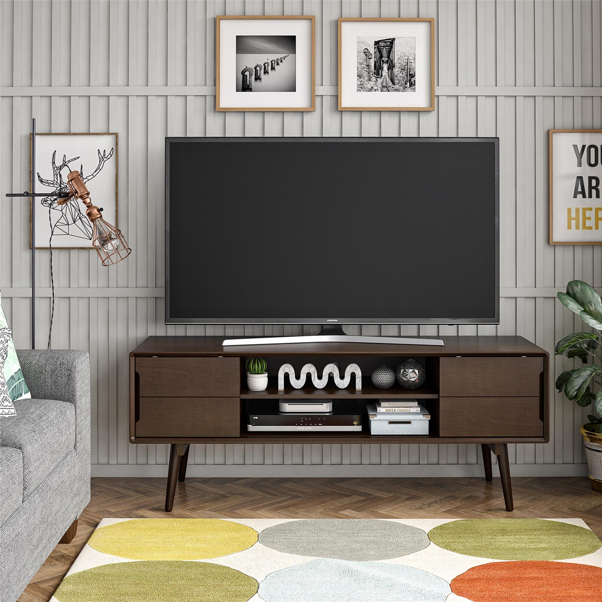 Brittany TV Stand for TVs up to 55", Walnut - Florence Walnut