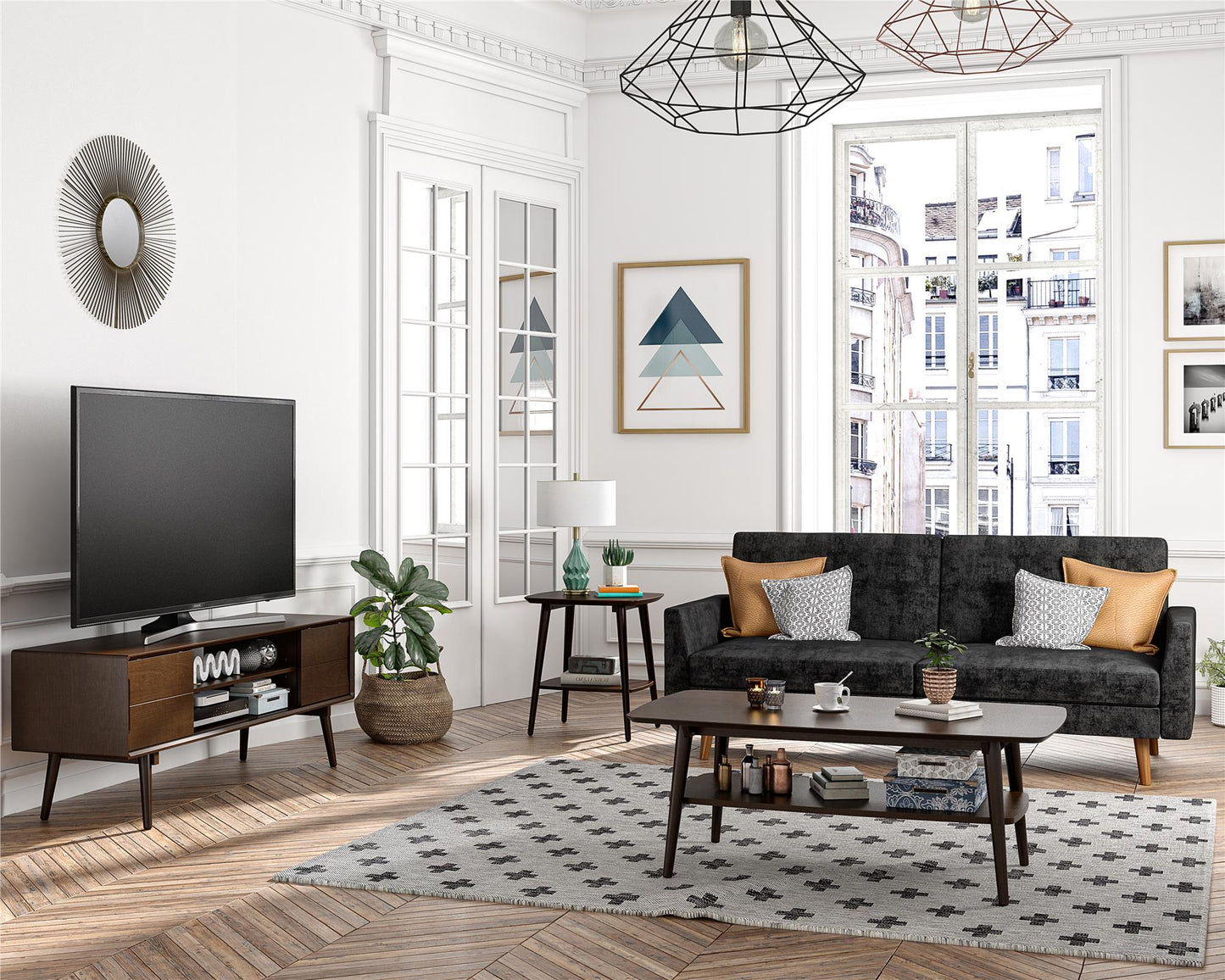 Brittany TV Stand for TVs up to 55", Walnut - Florence Walnut