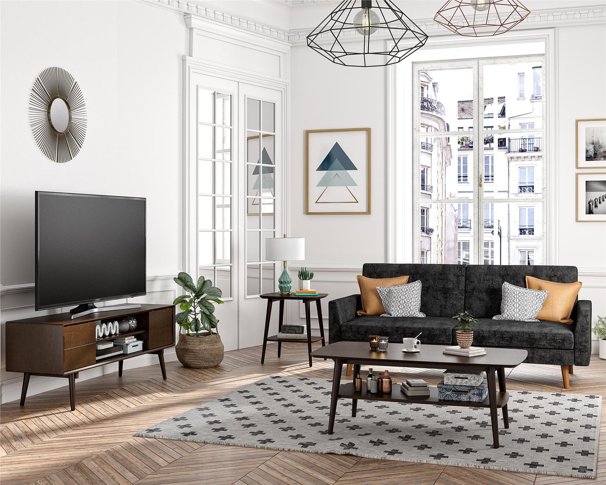 Brittany TV Stand for TVs up to 55", Walnut - Florence Walnut