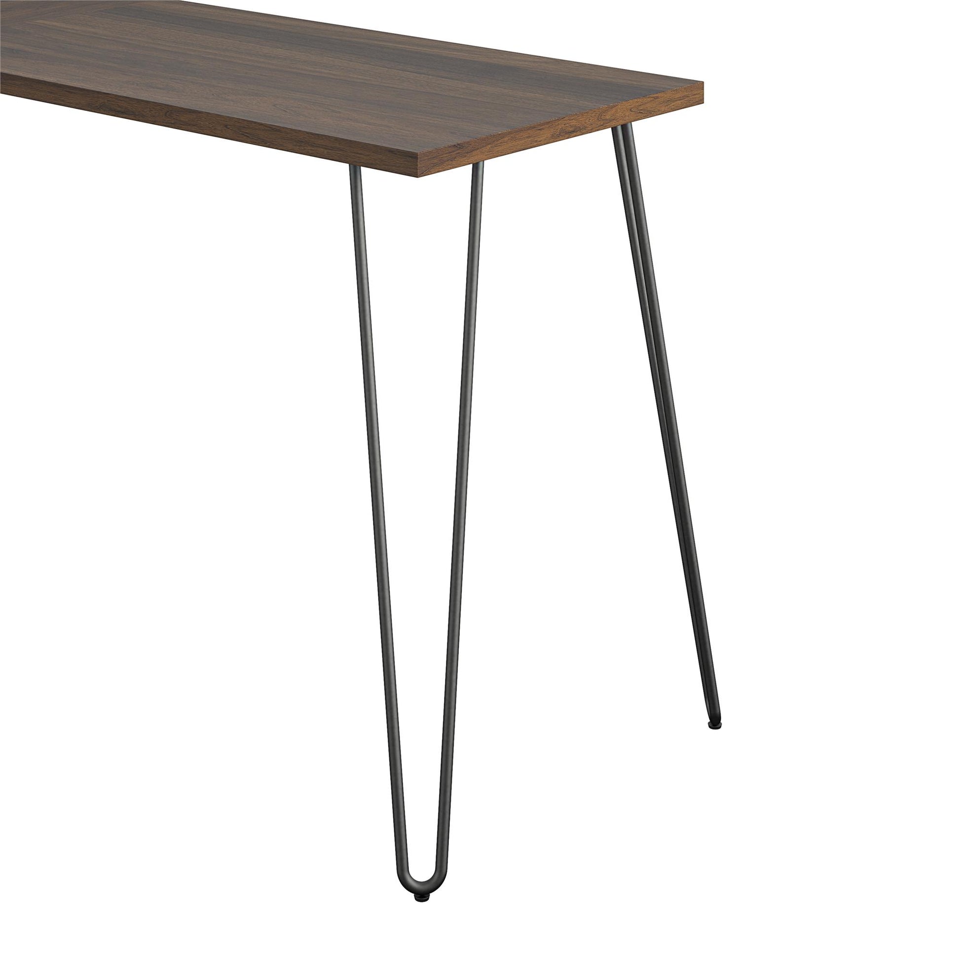 Haven Retro Computer L Desk with Riser and Metal Hairpin Legs - Florence Walnut