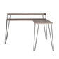 Haven Retro Computer L Desk with Riser and Metal Hairpin Legs - Distressed Gray Oak