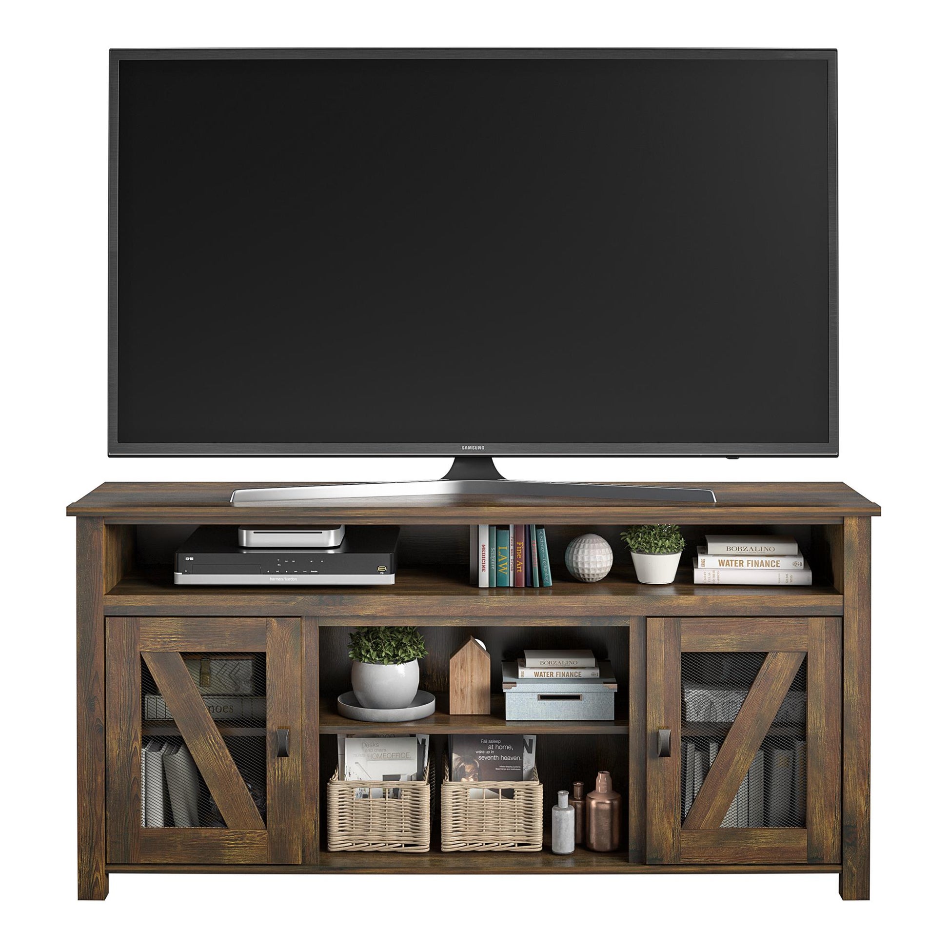 Brocketts Wooden TV Entertainment Stand for TVs up to 60 Inches - Rustic