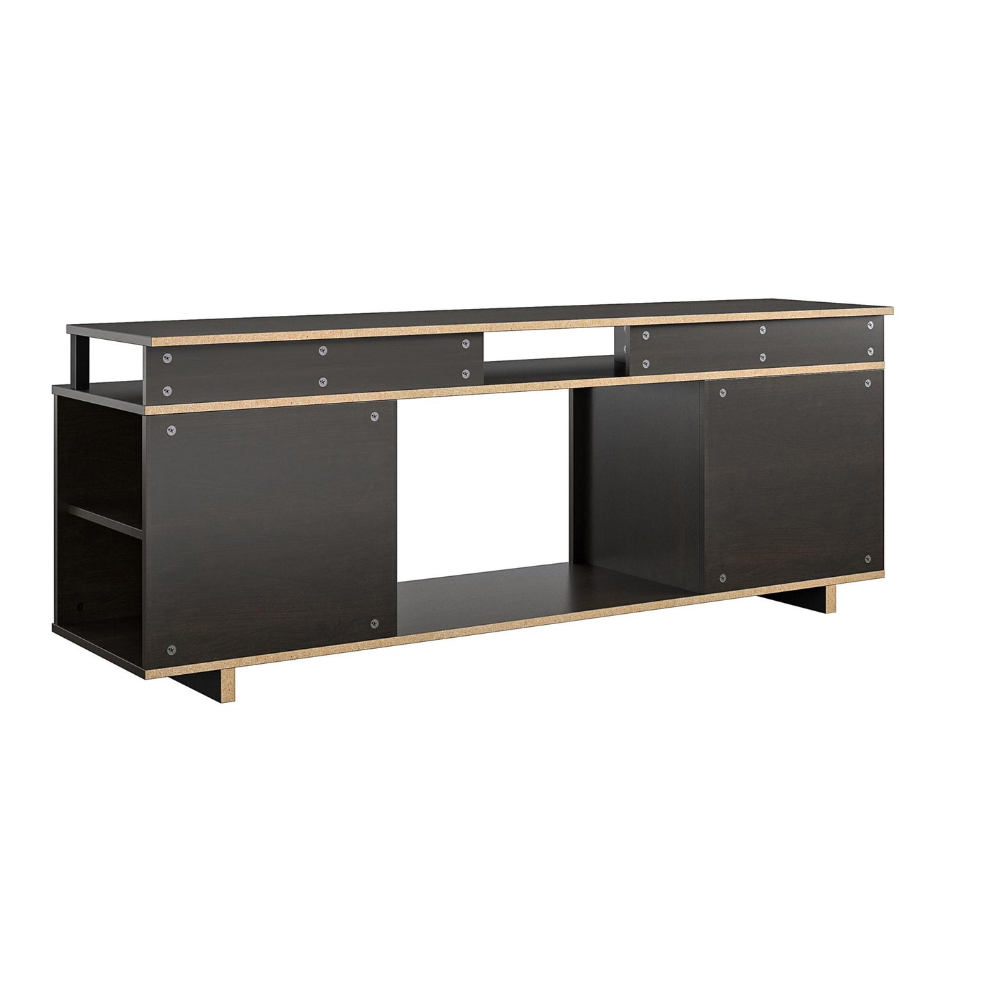 Mason Fireplace TV Stand for TVs up to 65 Inch with 4 Open Side Shelves - Espresso