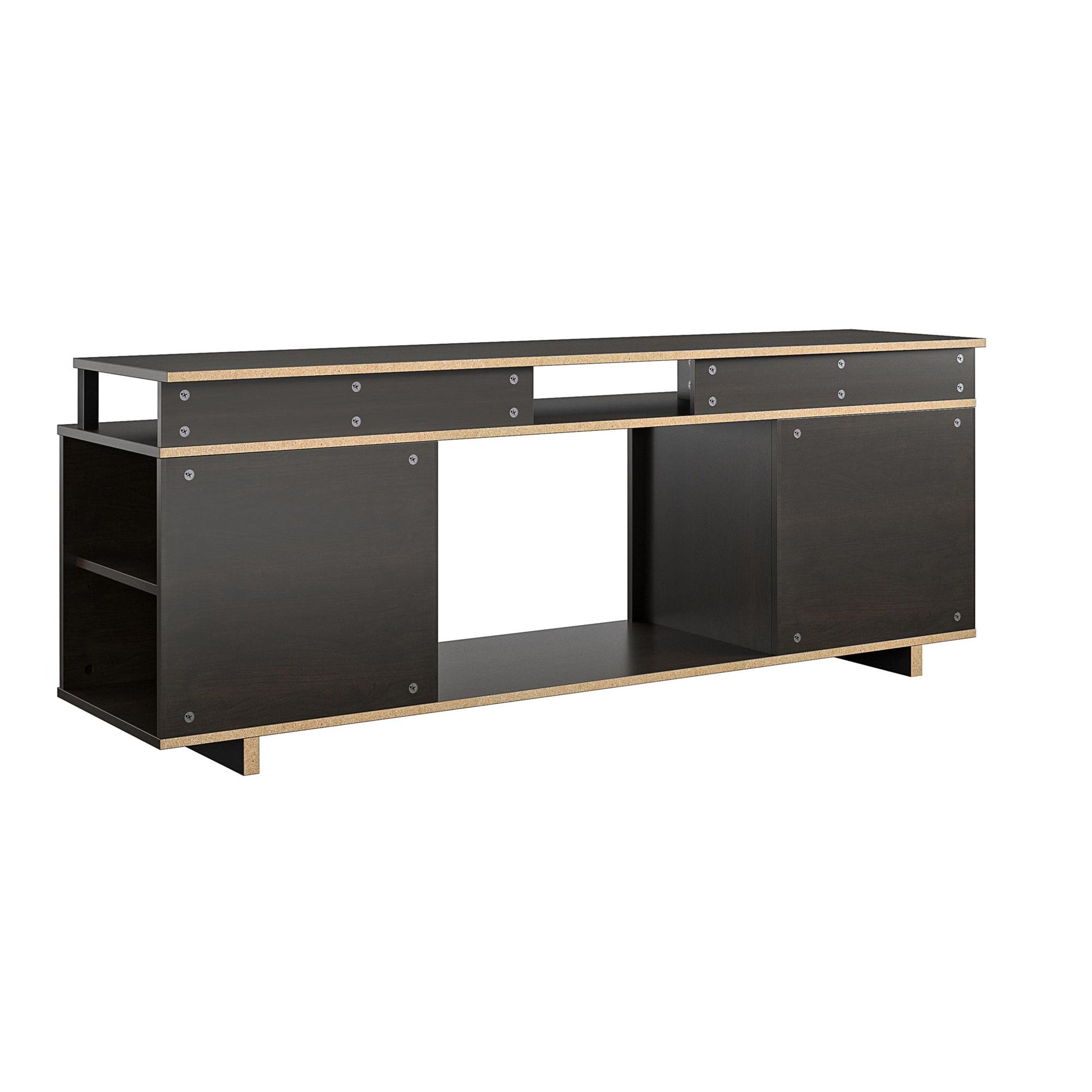 Mason Fireplace TV Stand for TVs up to 65 Inch with 4 Open Side Shelves - Espresso