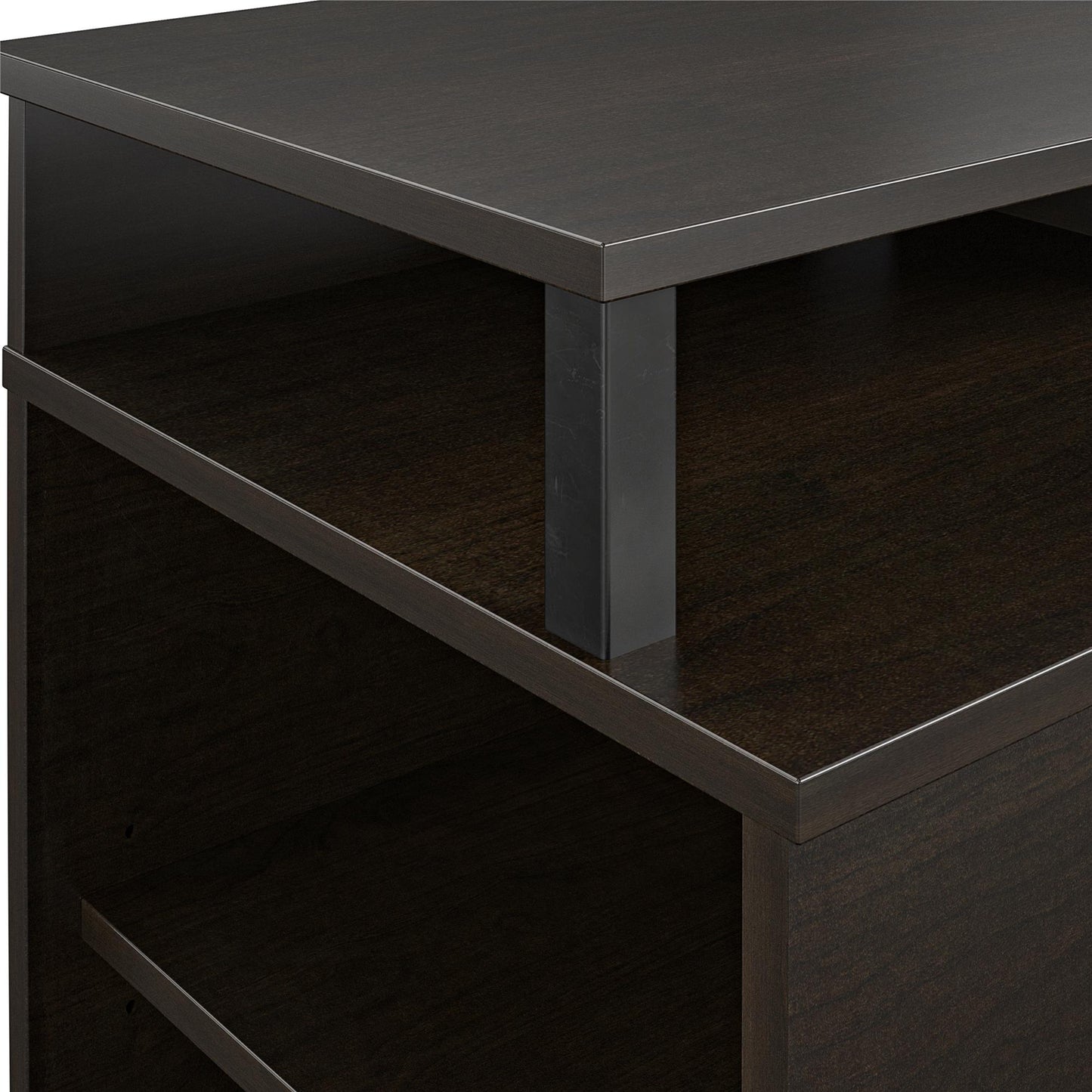 Mason Fireplace TV Stand for TVs up to 65 Inch with 4 Open Side Shelves - Espresso