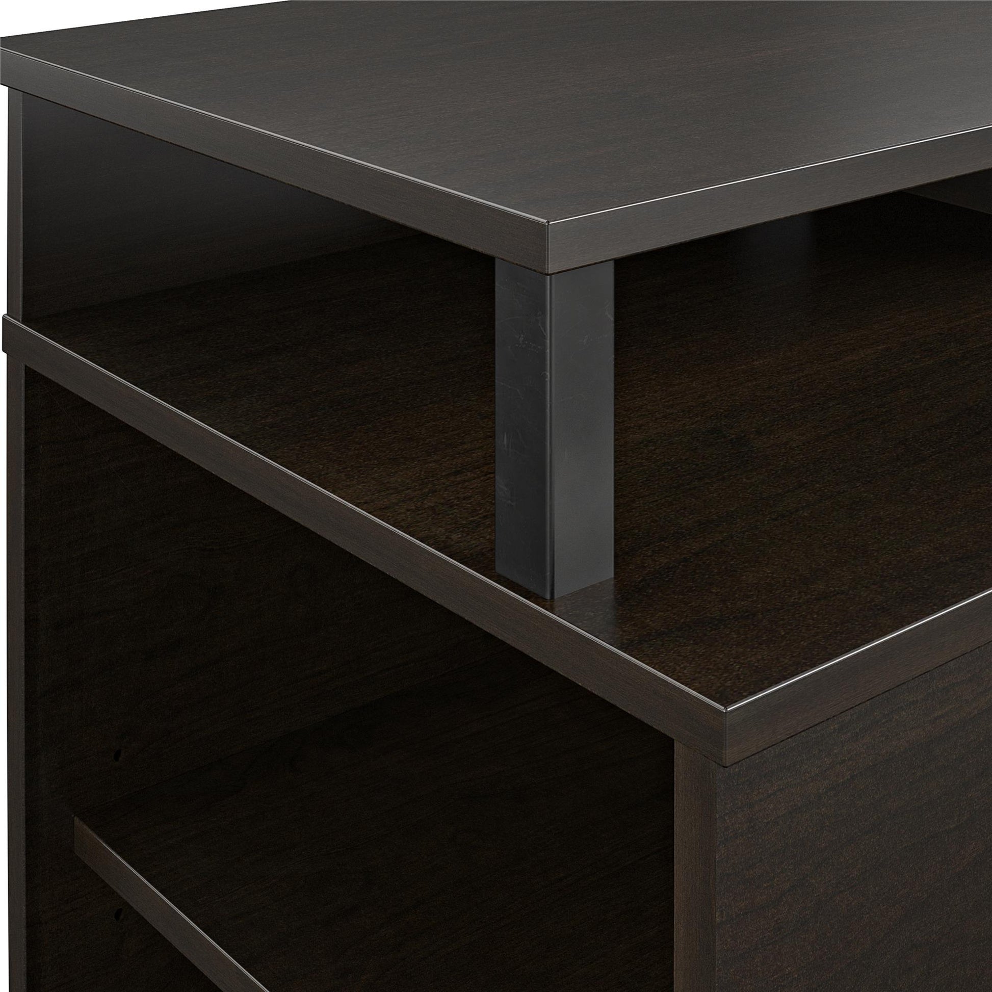 Mason Fireplace TV Stand for TVs up to 65 Inch with 4 Open Side Shelves - Espresso