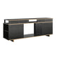 Mason Fireplace TV Stand for TVs up to 65 Inch with 4 Open Side Shelves - Black Oak