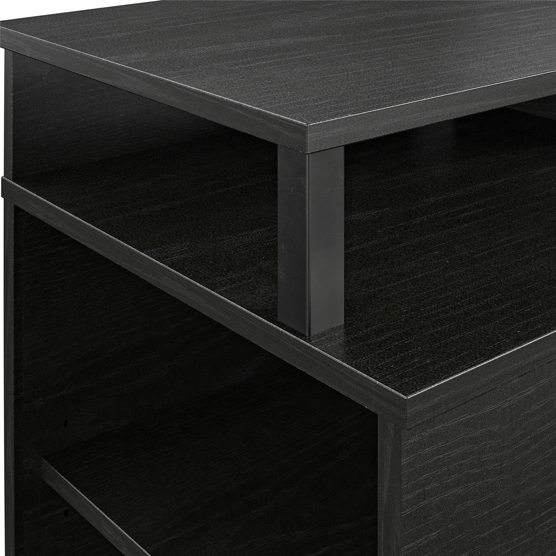 Mason Fireplace TV Stand for TVs up to 65 Inch with 4 Open Side Shelves - Black Oak