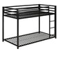 Miles Twin Over Twin Metal Bunk Bed with Secured Metal Slats and Integrated Ladder - Black - Twin-Over-Twin