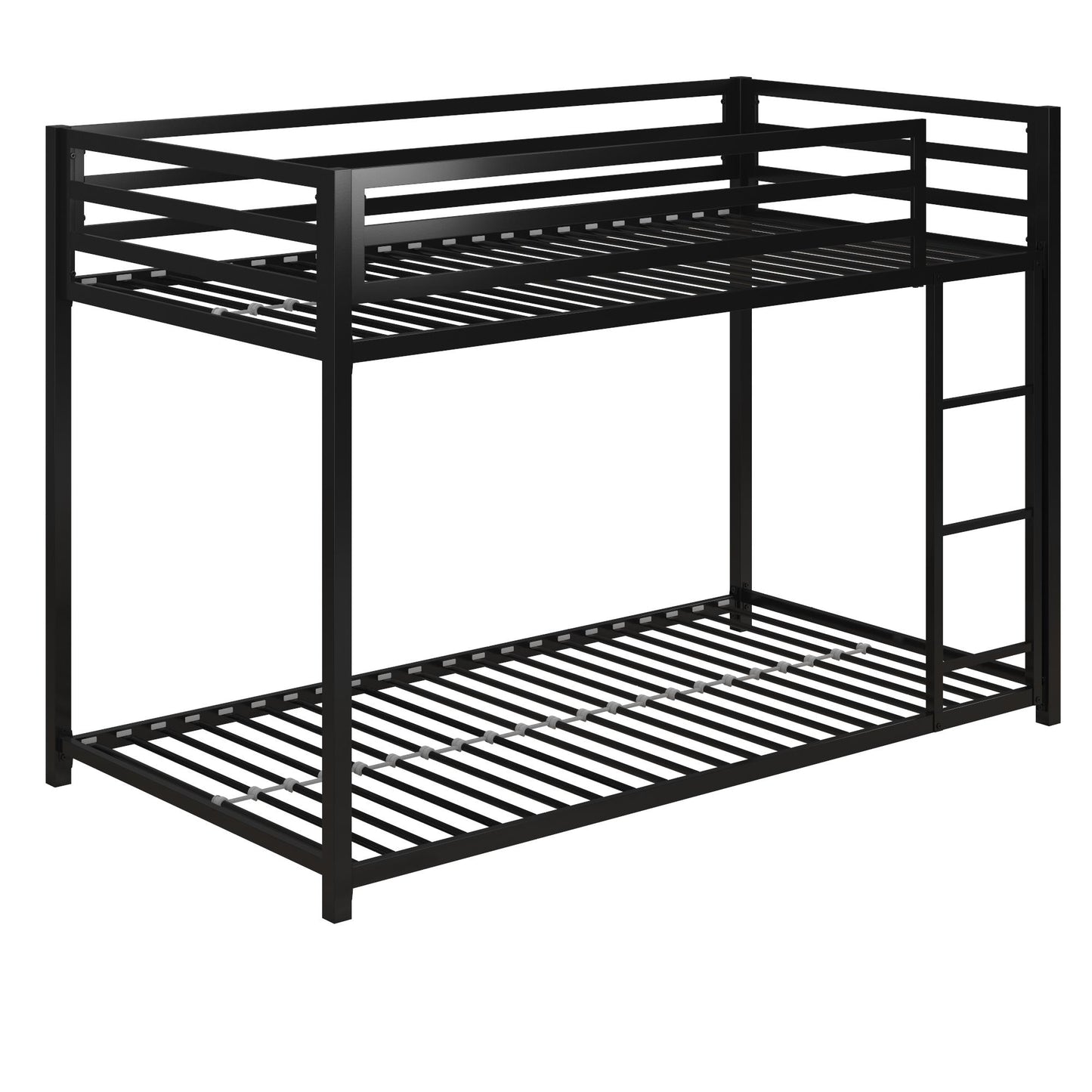 Miles Twin Over Twin Metal Bunk Bed with Secured Metal Slats and Integrated Ladder - Black - Twin-Over-Twin