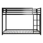 Miles Twin Over Twin Metal Bunk Bed with Secured Metal Slats and Integrated Ladder - Black - Twin-Over-Twin