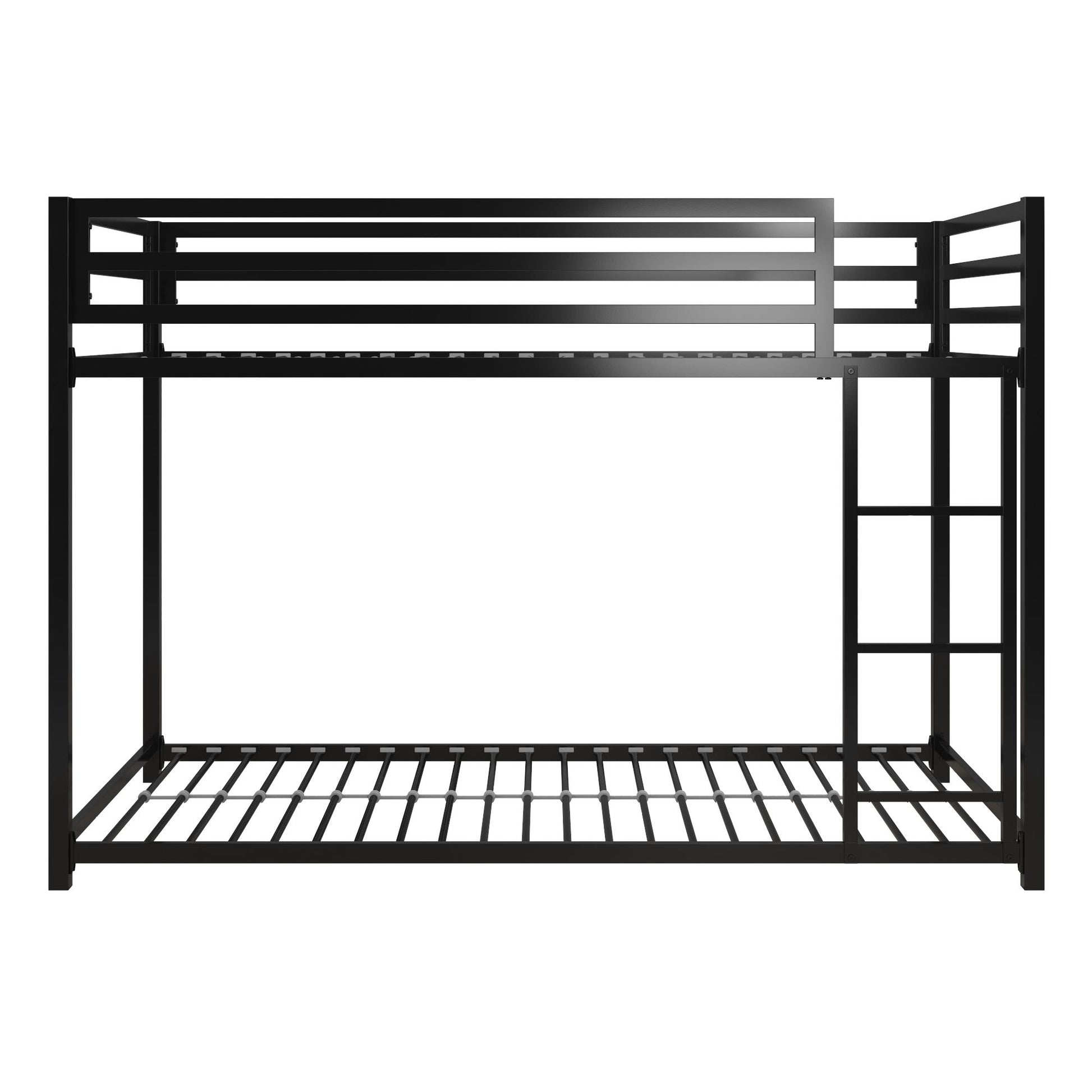 Miles Twin Over Twin Metal Bunk Bed with Secured Metal Slats and Integrated Ladder - Black - Twin-Over-Twin