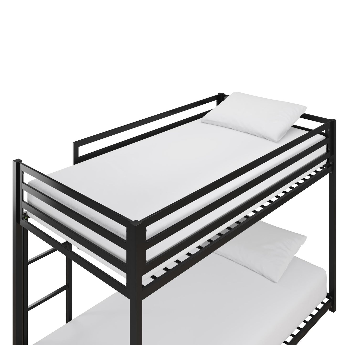 Miles Twin Over Twin Metal Bunk Bed with Secured Metal Slats and Integrated Ladder - Black - Twin-Over-Twin
