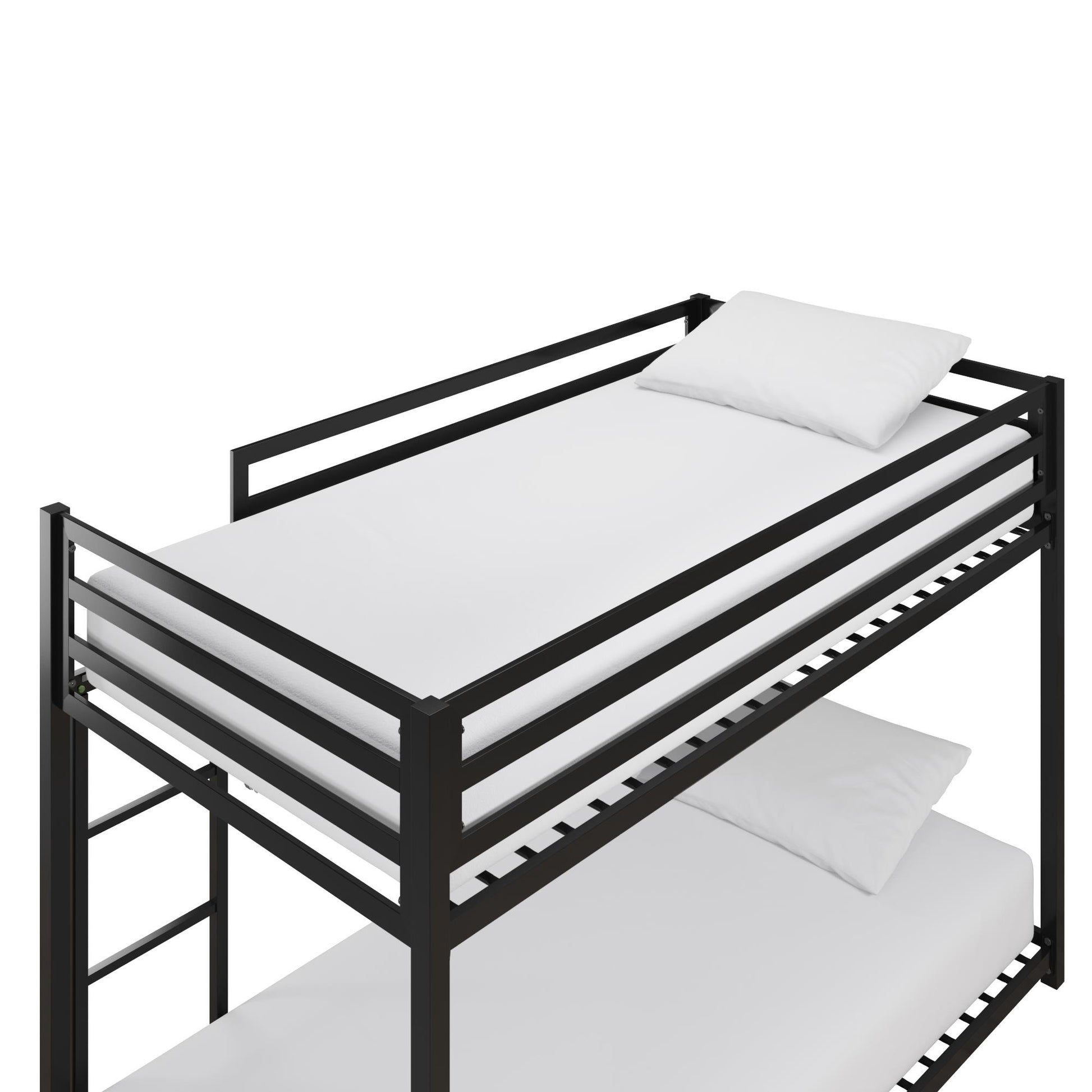 Miles Twin Over Twin Metal Bunk Bed with Secured Metal Slats and Integrated Ladder - Black - Twin-Over-Twin
