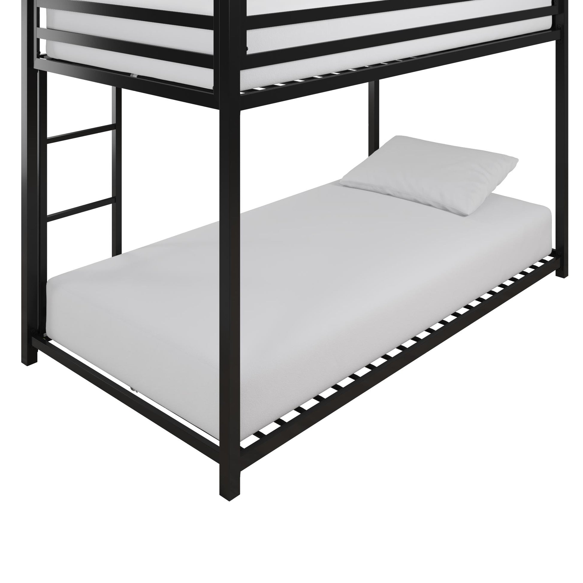Miles Twin Over Twin Metal Bunk Bed with Secured Metal Slats and Integrated Ladder - Black - Twin-Over-Twin