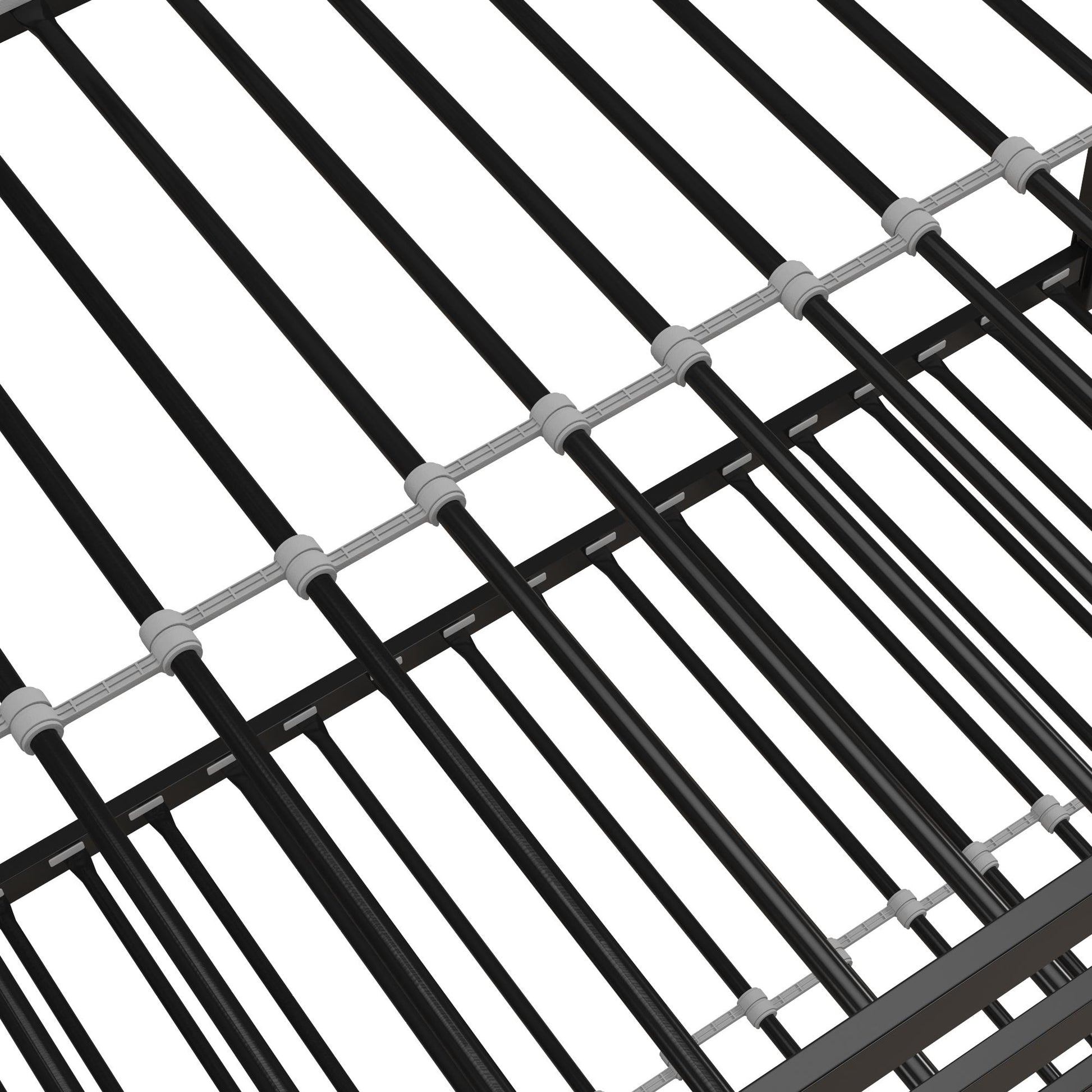 Miles Twin Over Twin Metal Bunk Bed with Secured Metal Slats and Integrated Ladder - Black - Twin-Over-Twin