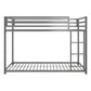 Miles Twin Over Twin Metal Bunk Bed with Secured Metal Slats and Integrated Ladder - Silver - Twin-Over-Twin