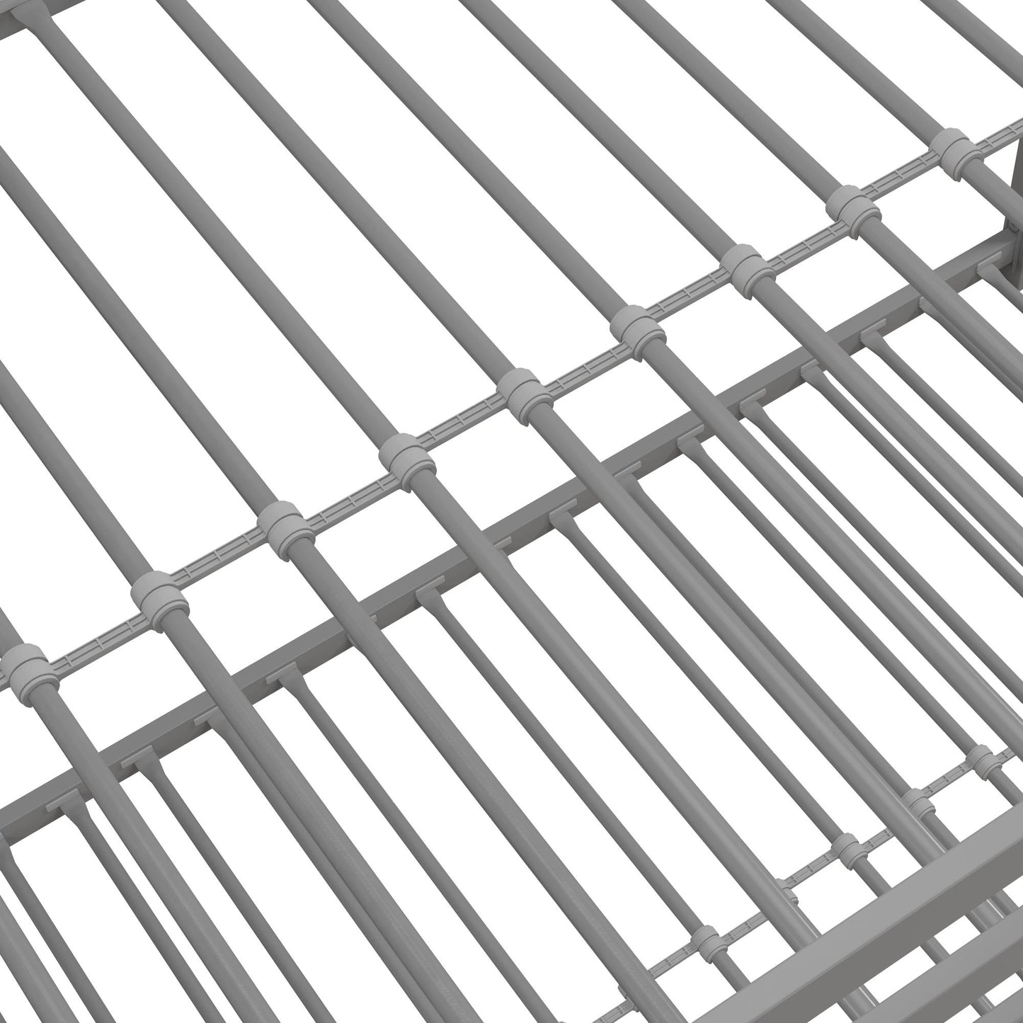 Miles Twin Over Twin Metal Bunk Bed with Secured Metal Slats and Integrated Ladder - Silver - Twin-Over-Twin