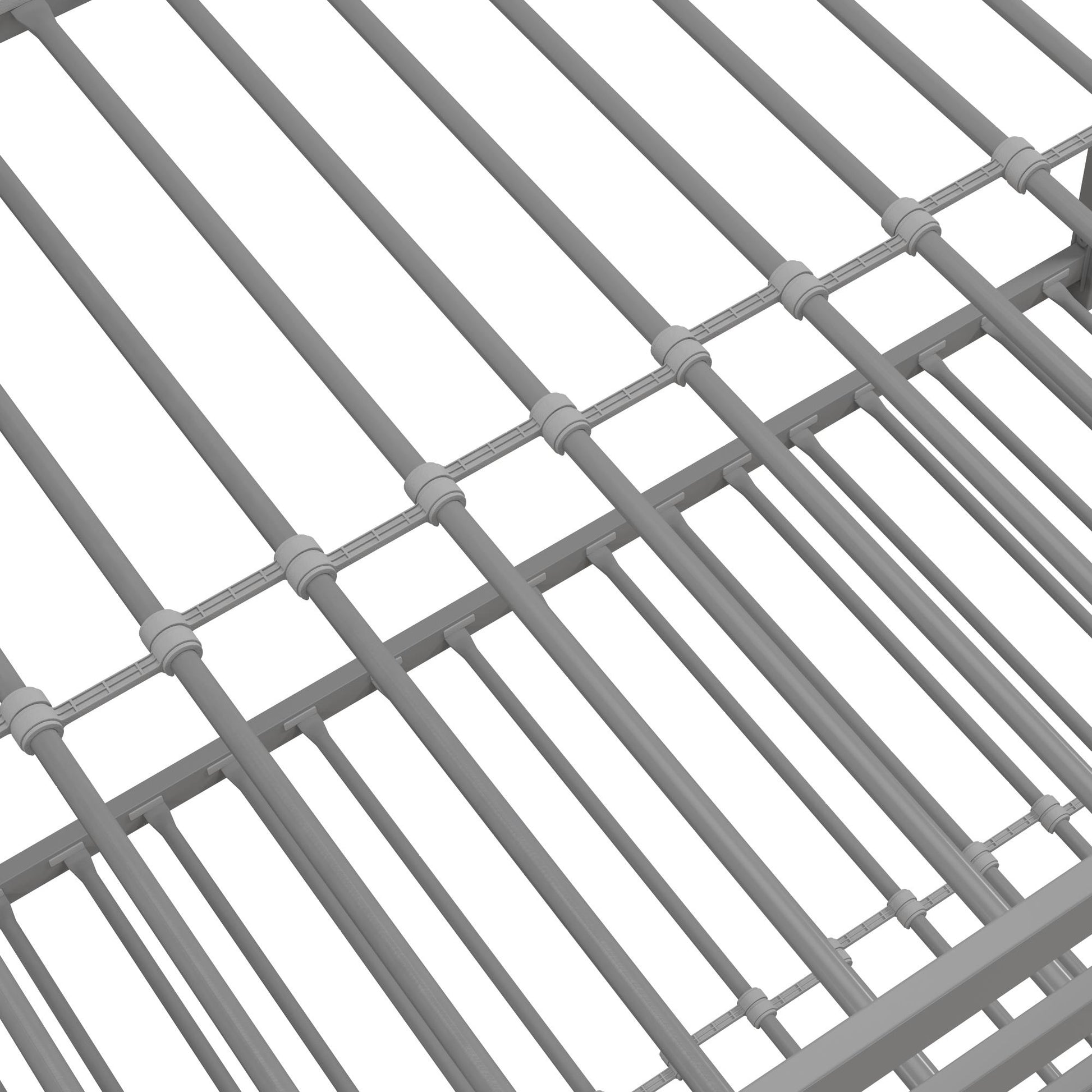 Miles Twin Over Twin Metal Bunk Bed with Secured Metal Slats and Integrated Ladder - Silver - Twin-Over-Twin