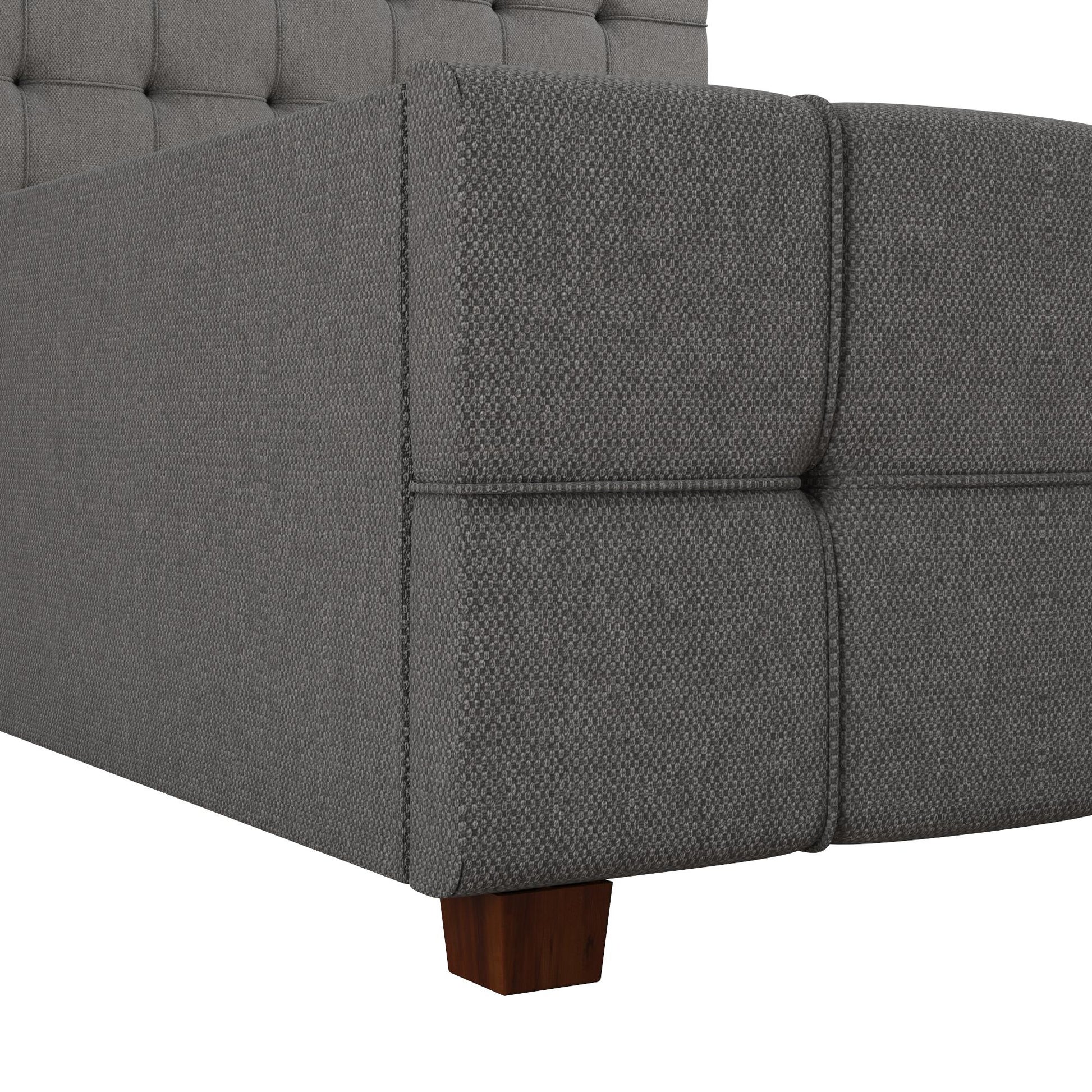 Elizabeth Upholstered Bed with Storage - Grey Linen - Full