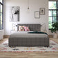 Elizabeth Upholstered Bed with Storage - Grey Linen - Queen