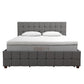 Elizabeth Upholstered Bed with Storage - Grey Linen - Queen