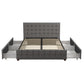 Elizabeth Upholstered Bed with Storage - Grey Linen - Queen