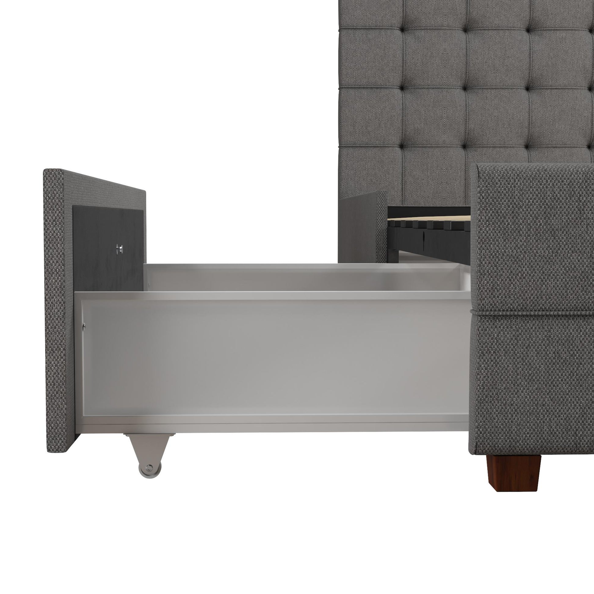 Elizabeth Upholstered Bed with Storage - Grey Linen - Queen