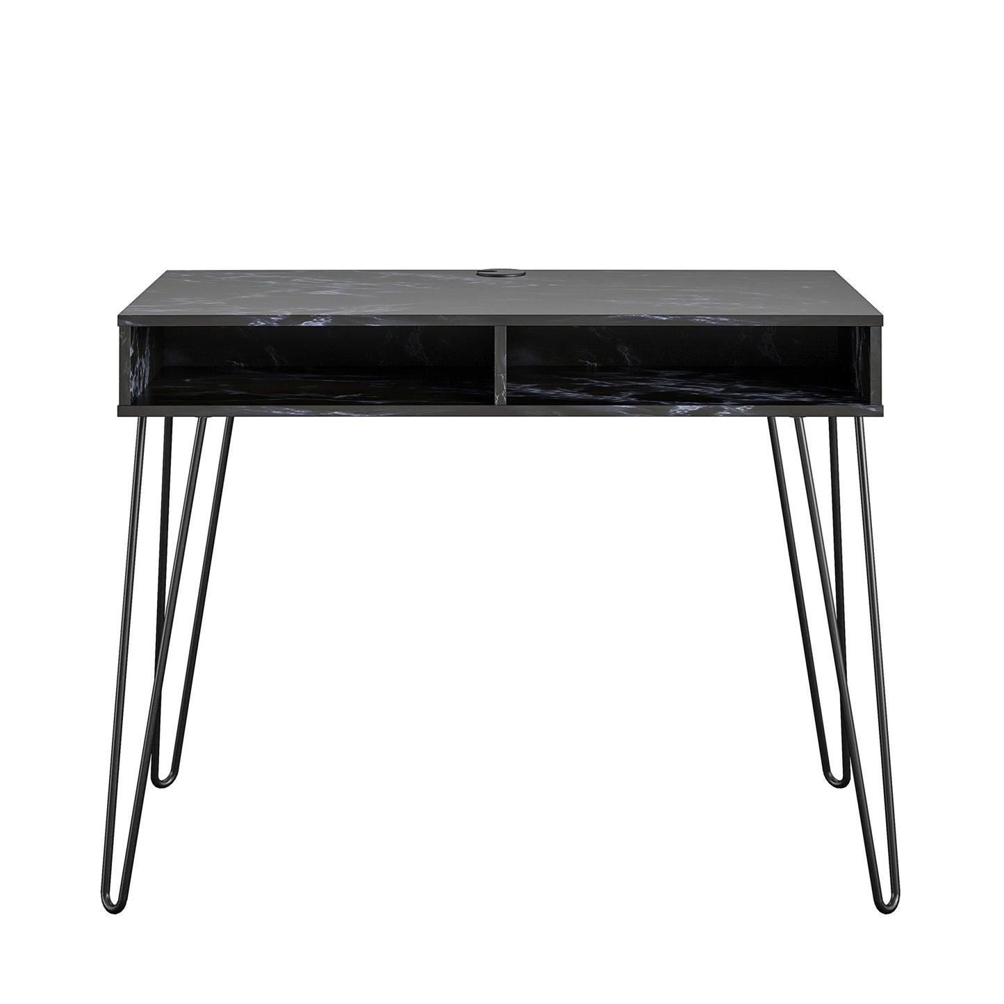 Athena Computer Desk with Storage - Black Marble