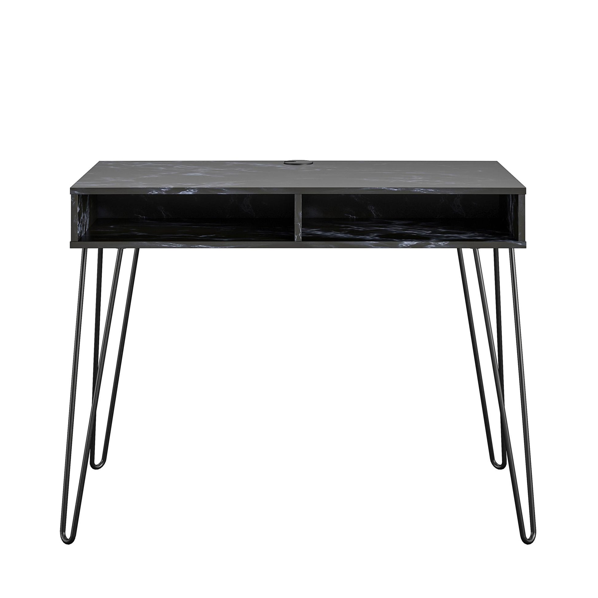 Athena Computer Desk with Storage - Black Marble