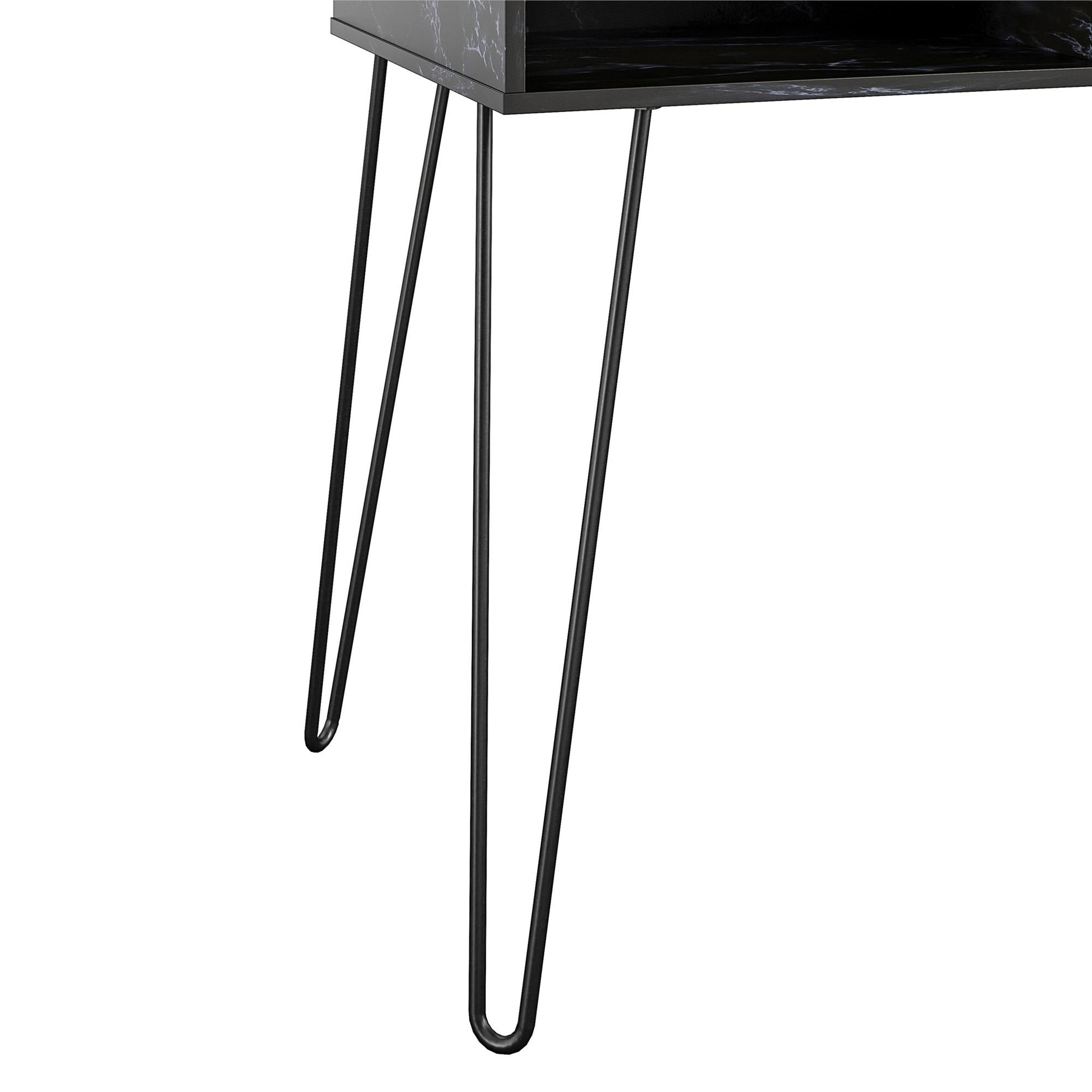 Athena Computer Desk with Storage - Black Marble