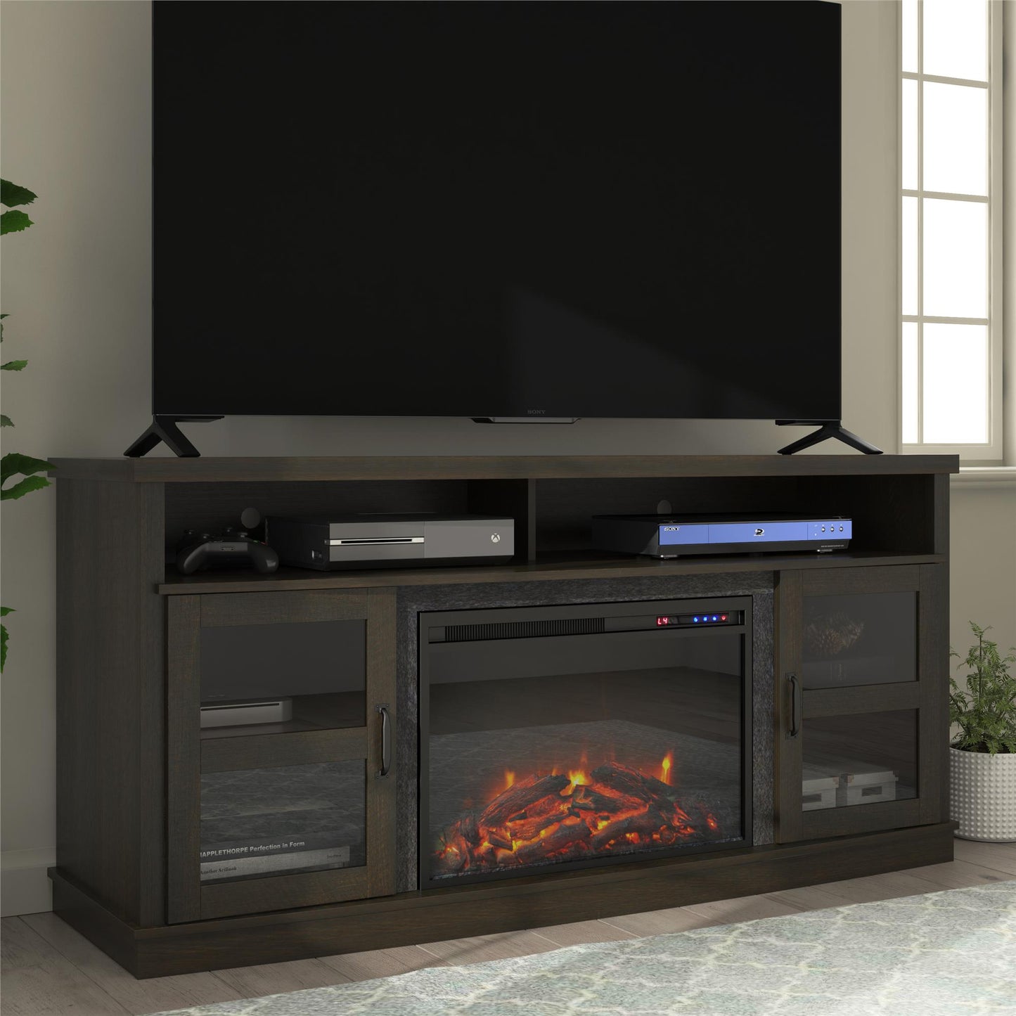 Ayden Park Electric Fireplace TV Stand for TVs up to 65 Inch - Espresso