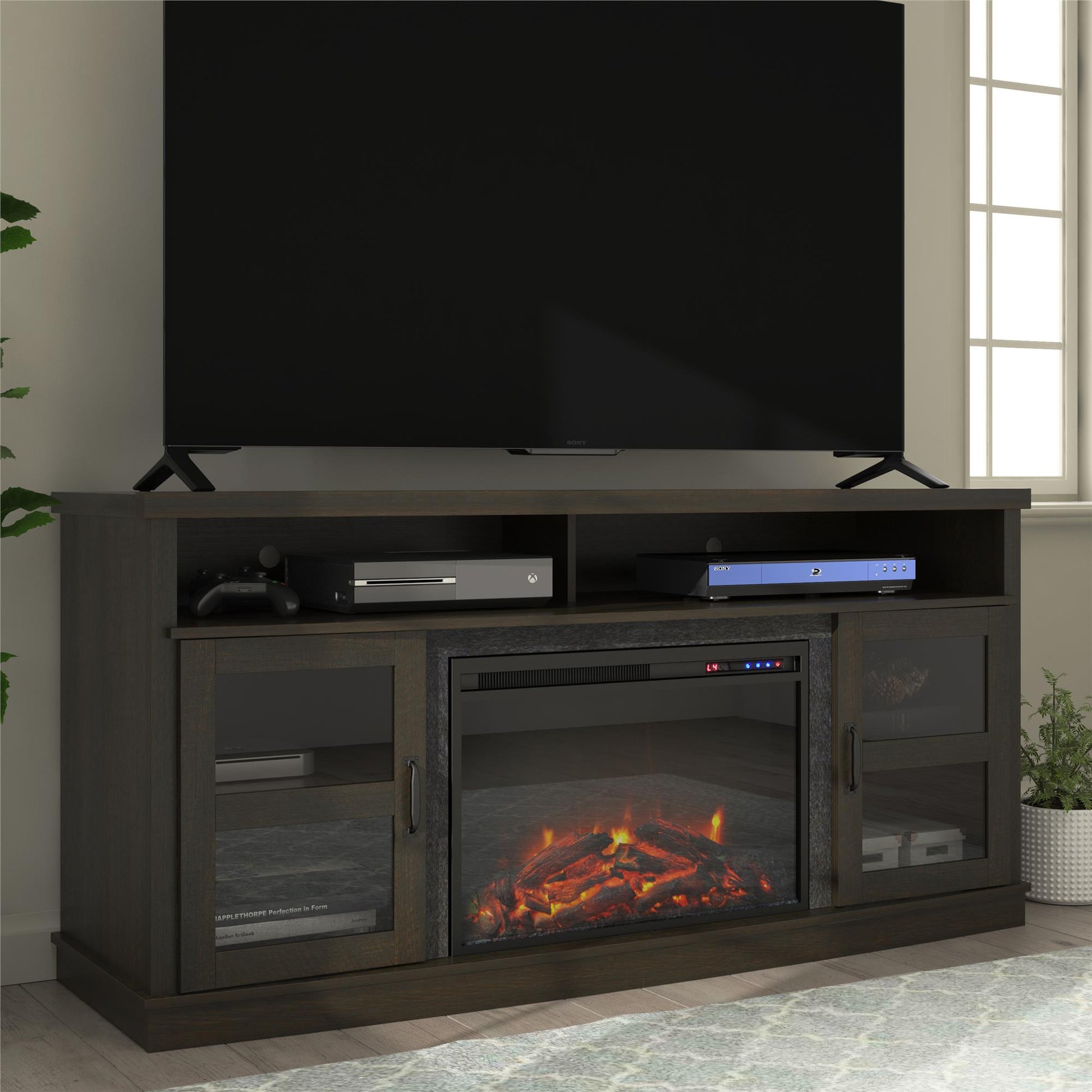Ayden Park Electric Fireplace TV Stand for TVs up to 65 Inch - Espresso