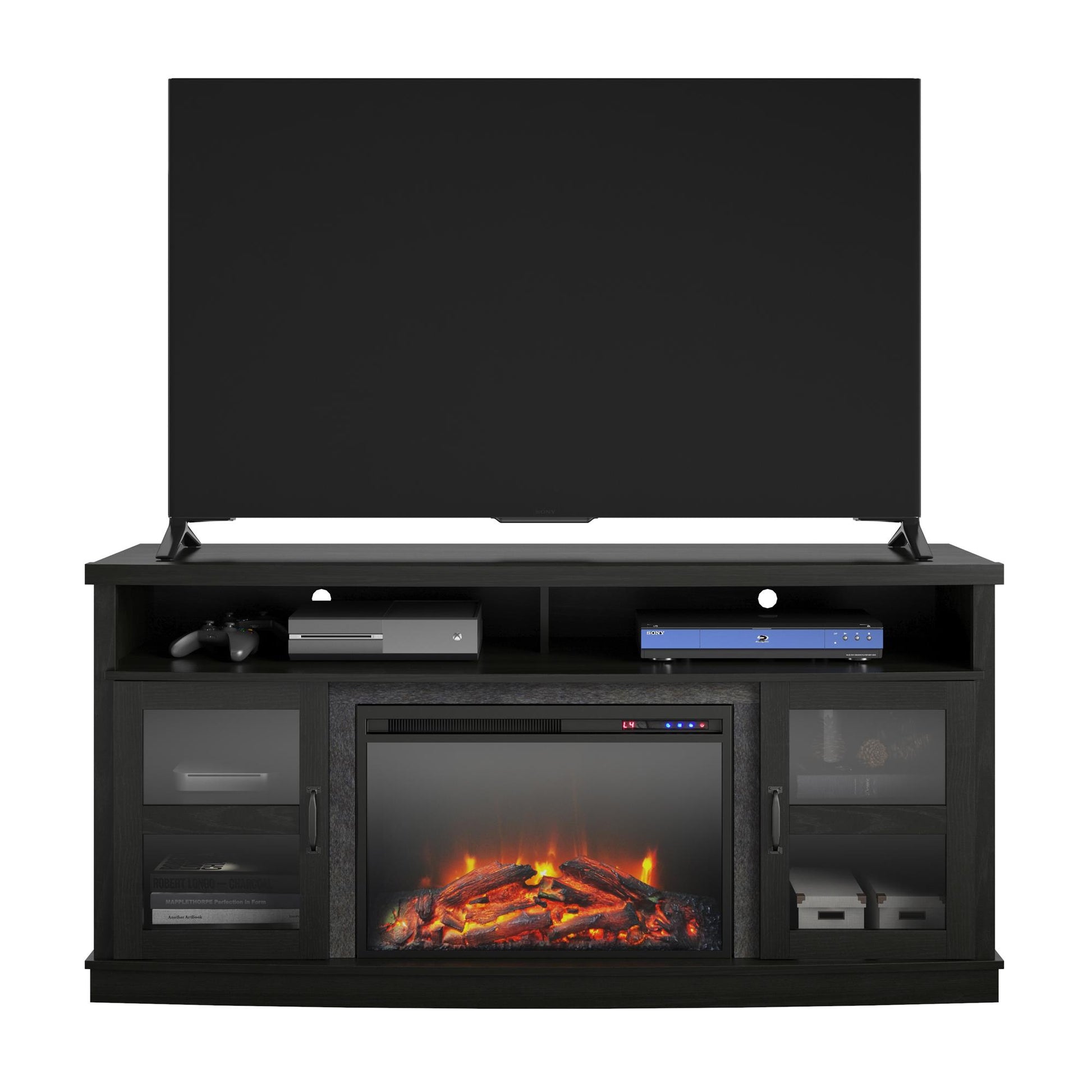 Ayden Park Electric Fireplace TV Stand for TVs up to 65 Inch - Black Oak